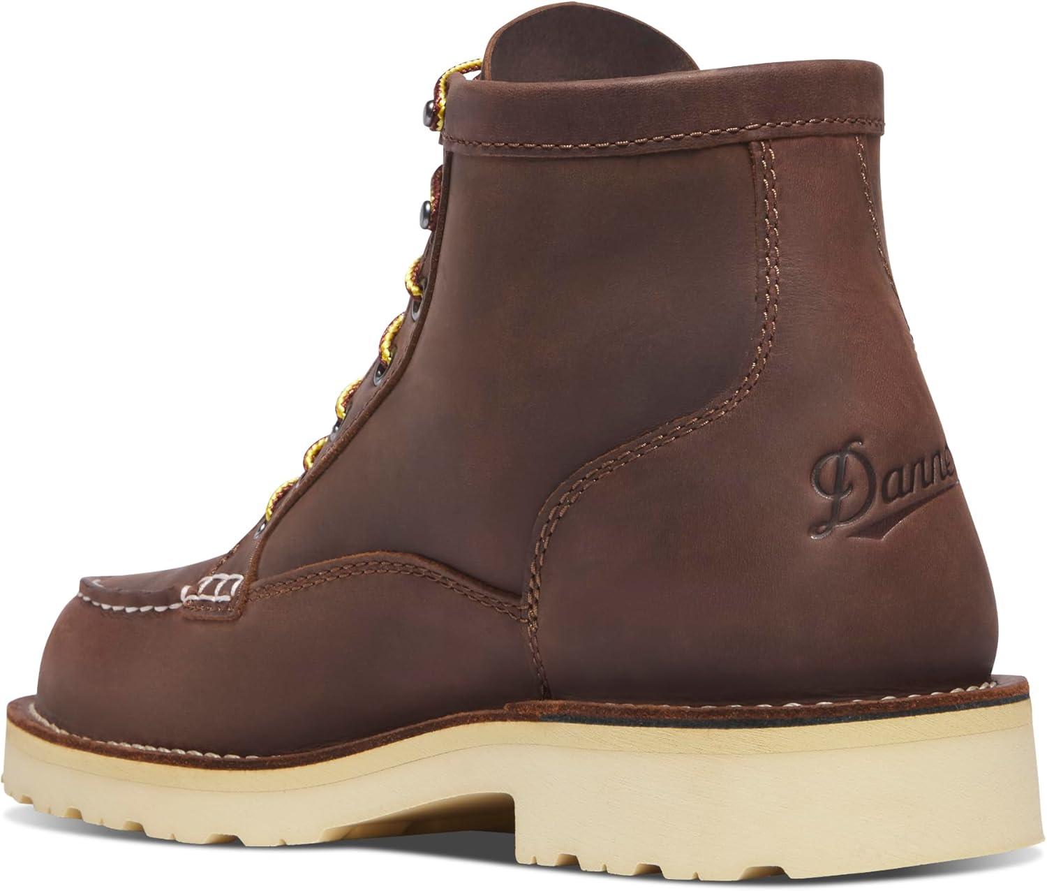 imageDanner 6 Bull Run Steel Toe Work Boots for Men Oiled FullGrain Leather with Non Slip Wedge Outsole and 3Density Cushion Footbed EH ResistantBrown Heel