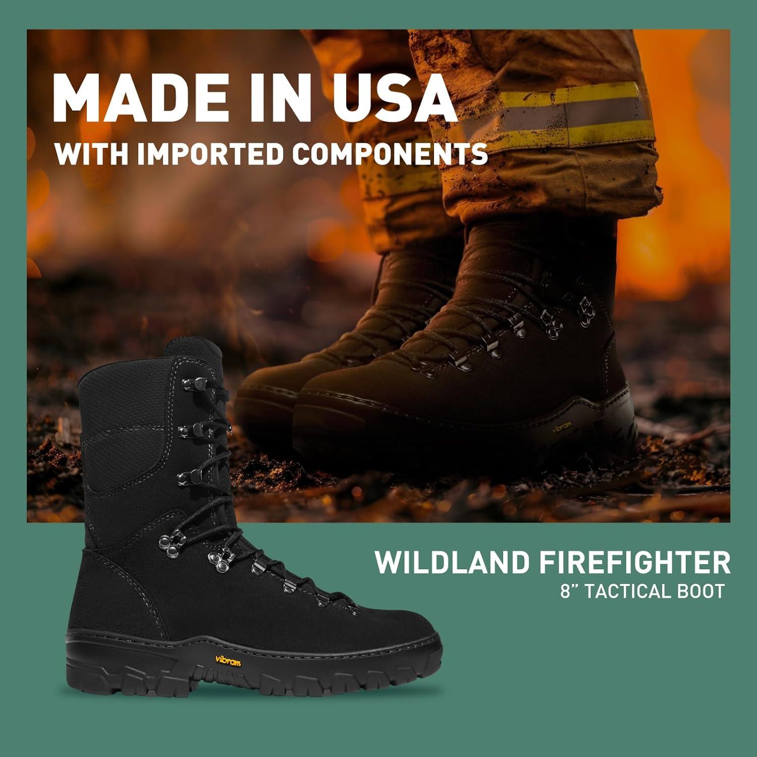 imageDanner 8quot Wildland Tactical Firefighter Boots for Men ampamp Women FireResistant Leather EHRated with Oil and SlipResistant Outsole Made in USABlack