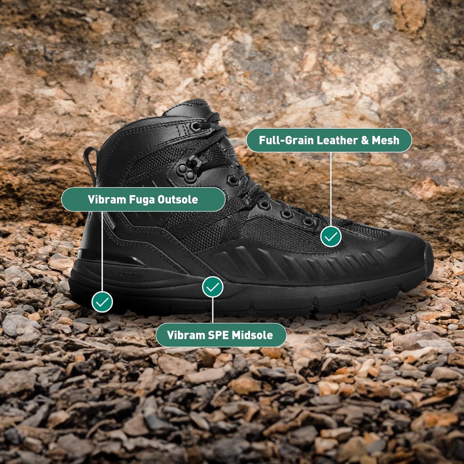 imageDanner FullBore 45 Waterproof Black Tactical Boots for Men FullGrain Leather ampamp Mesh with ShockAbsorbing Midsole ampamp SlipResistant OutsoleBlack