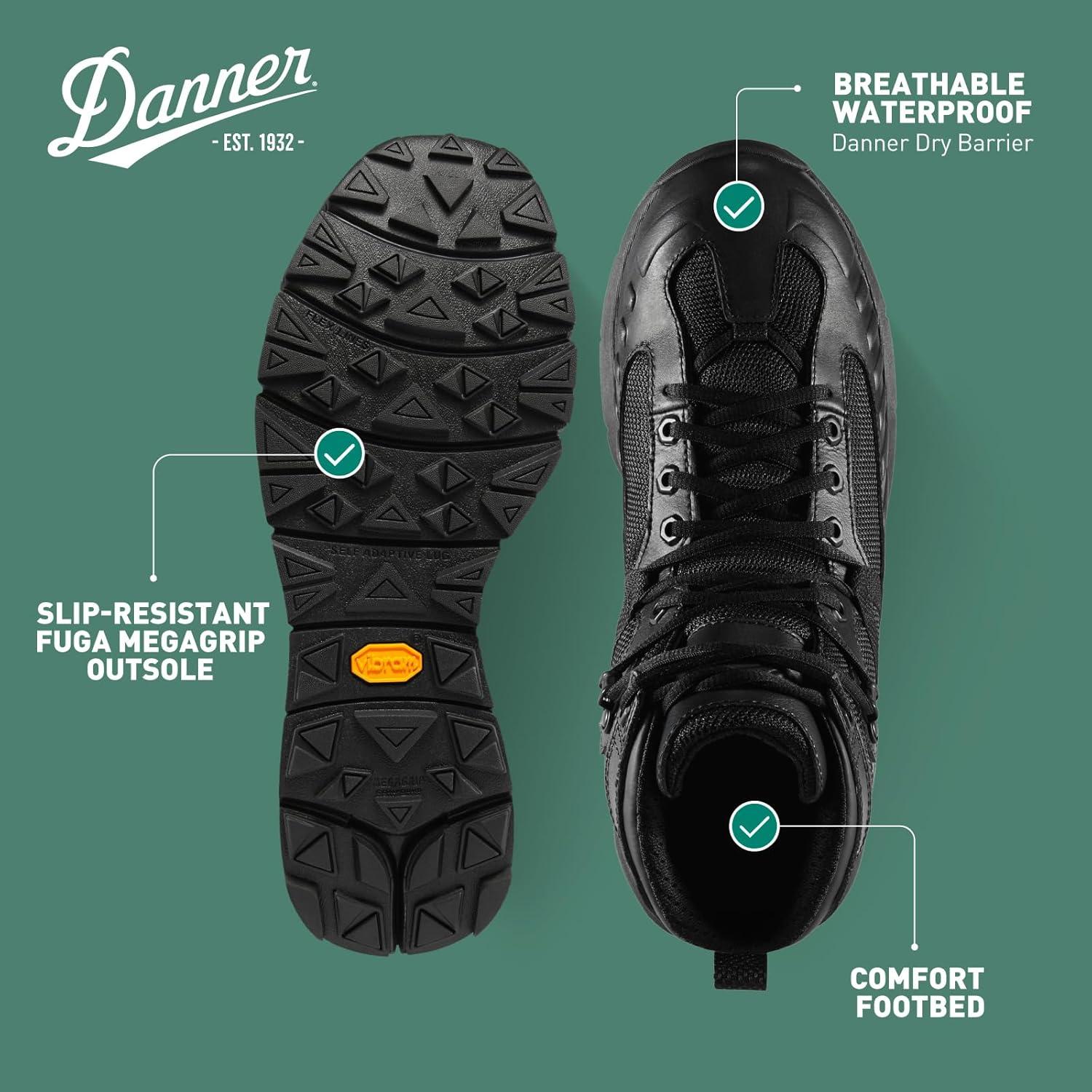 imageDanner FullBore 45 Waterproof Black Tactical Boots for Men FullGrain Leather ampamp Mesh with ShockAbsorbing Midsole ampamp SlipResistant OutsoleBlack