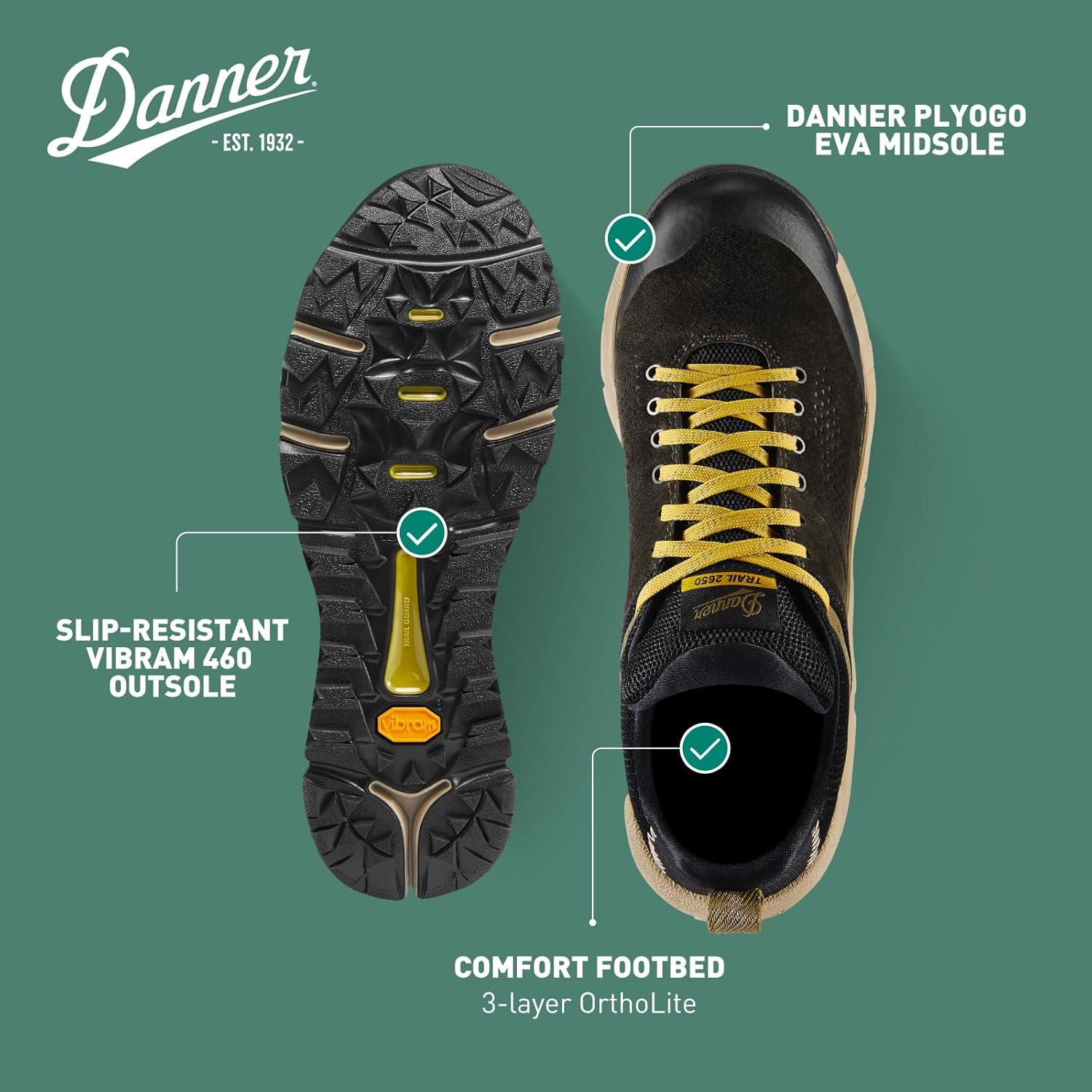 imageDanner Mens Hiking ShoesBlack OliveFlax Yellow