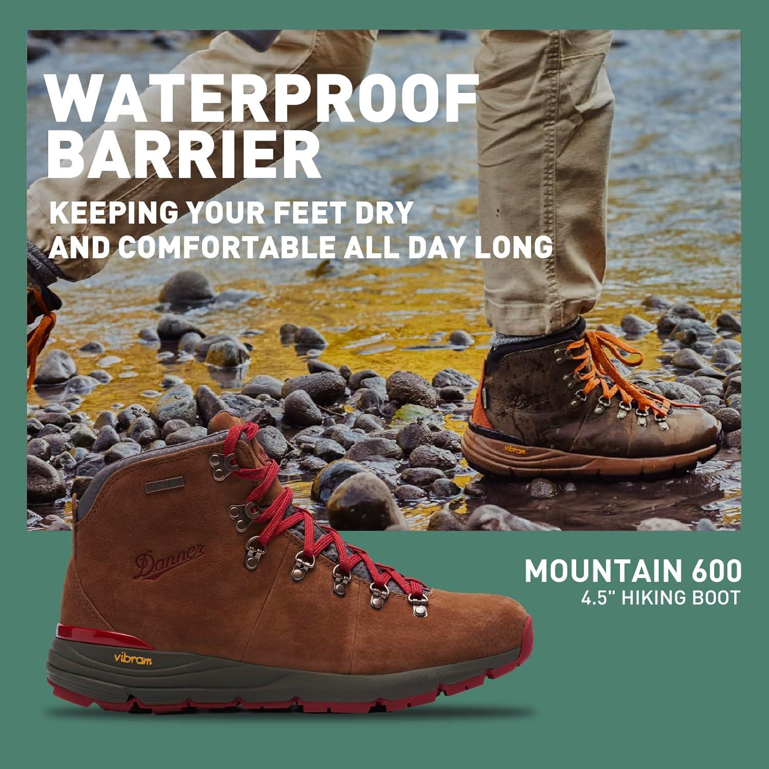 imageDanner Mens Mountain 600 45quot Hiking BootBrownRed