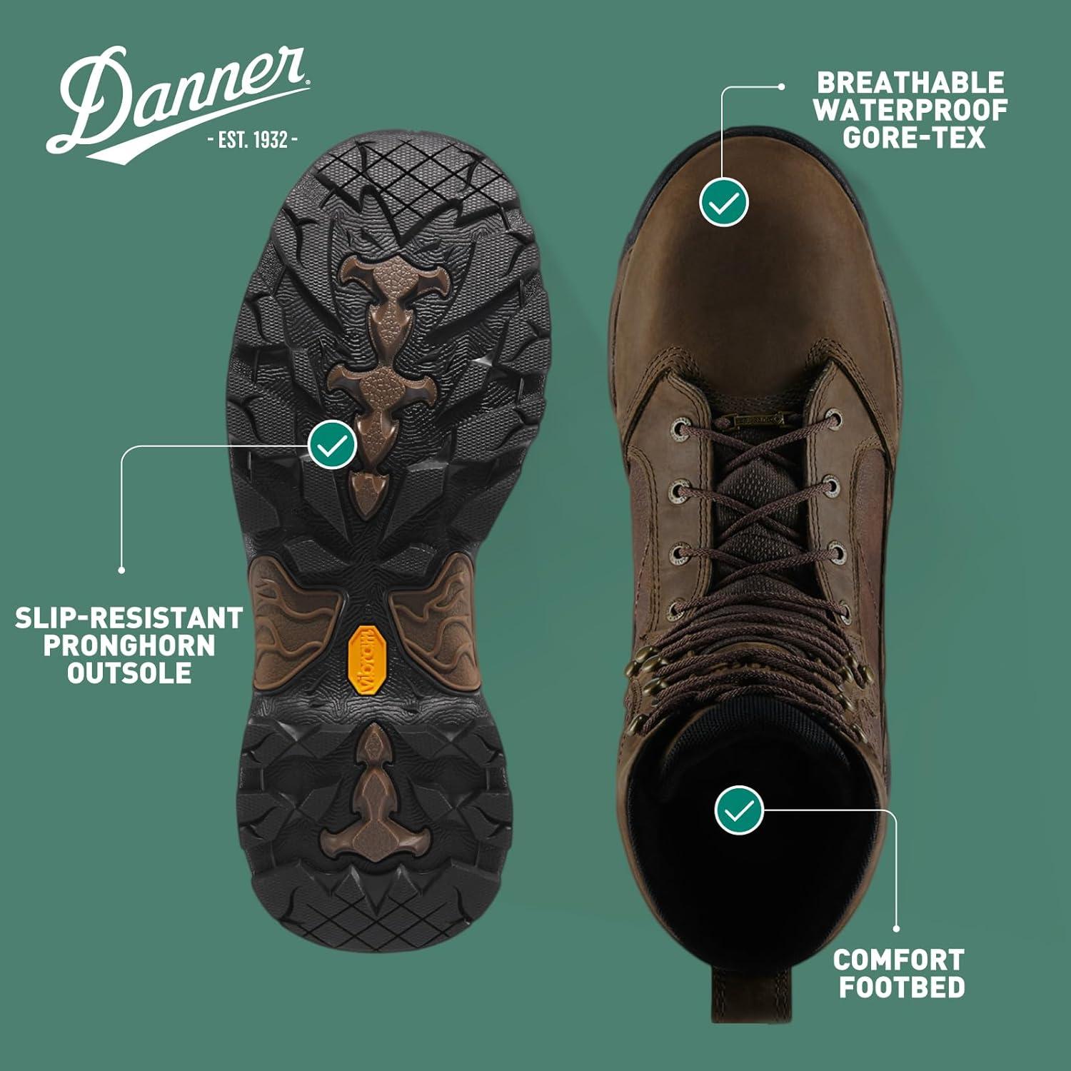 imageDanner Mens Pronghorn 8quot 400G GoreTex Hunting BootBrown