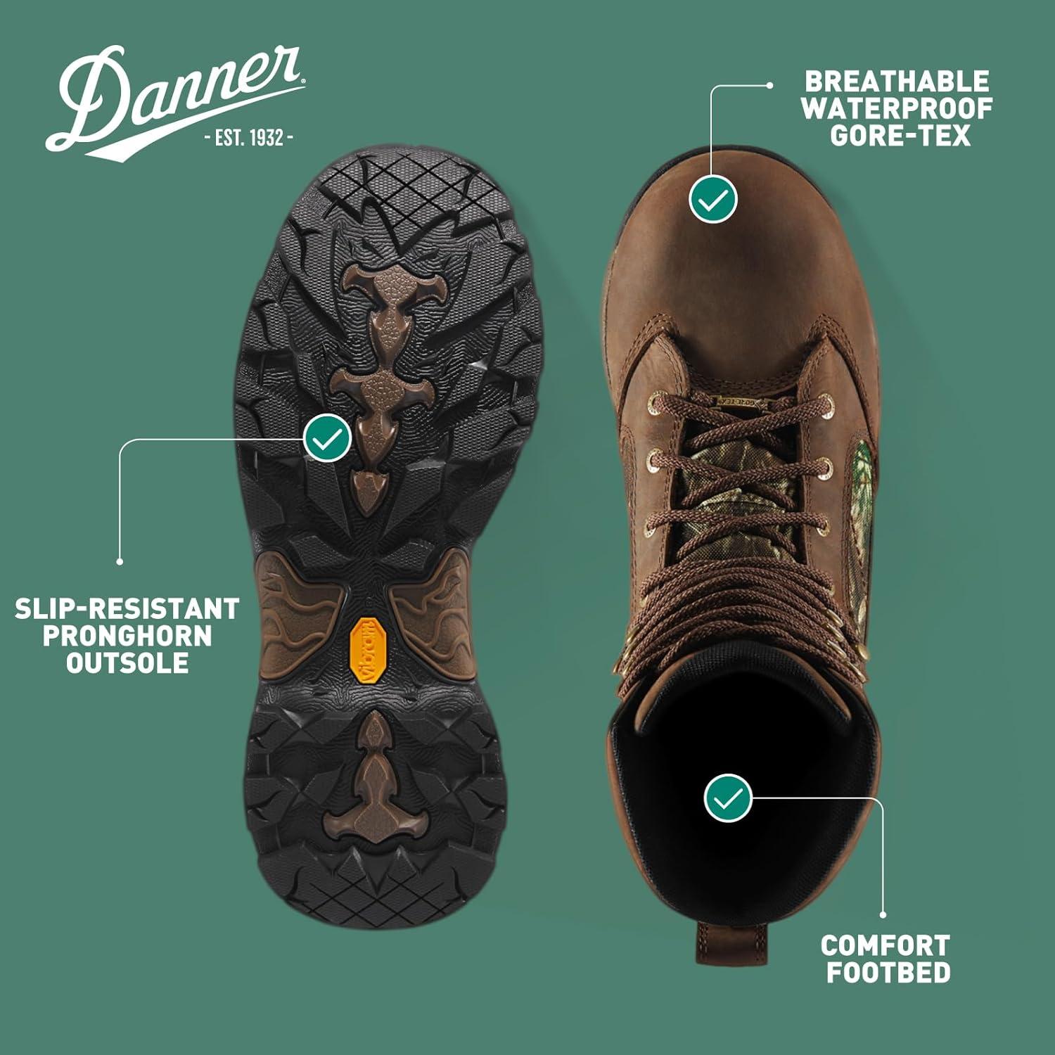 imageDanner Mens Pronghorn 8quot 400G GoreTex Hunting BootRealtree Edge