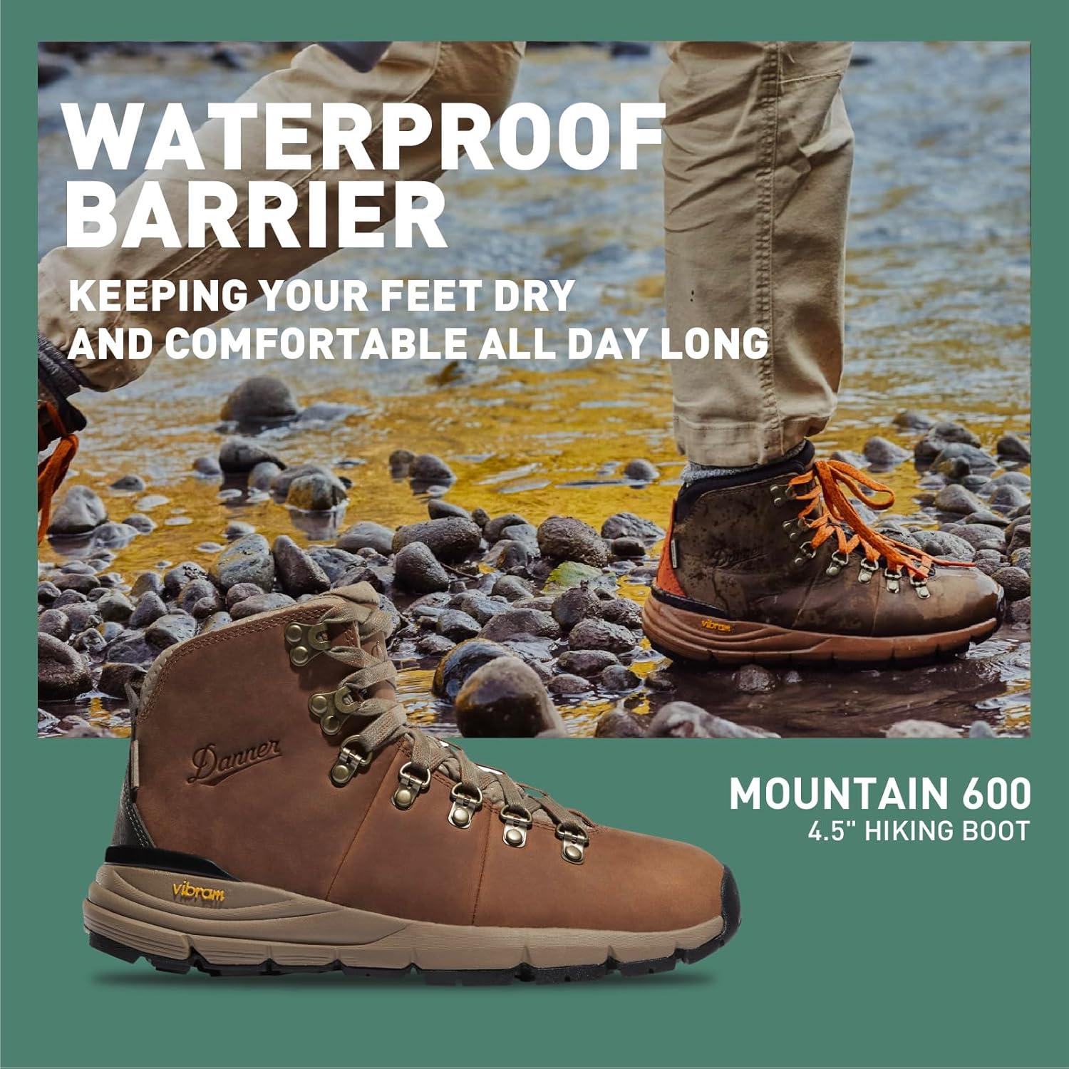 imageDanner Mountain 600 Hiking Boots for Women Waterproof Durable Suede Upper Breathable Lining TripleDensity Footbed ampamp Vibram Traction OutsoleRich Brown