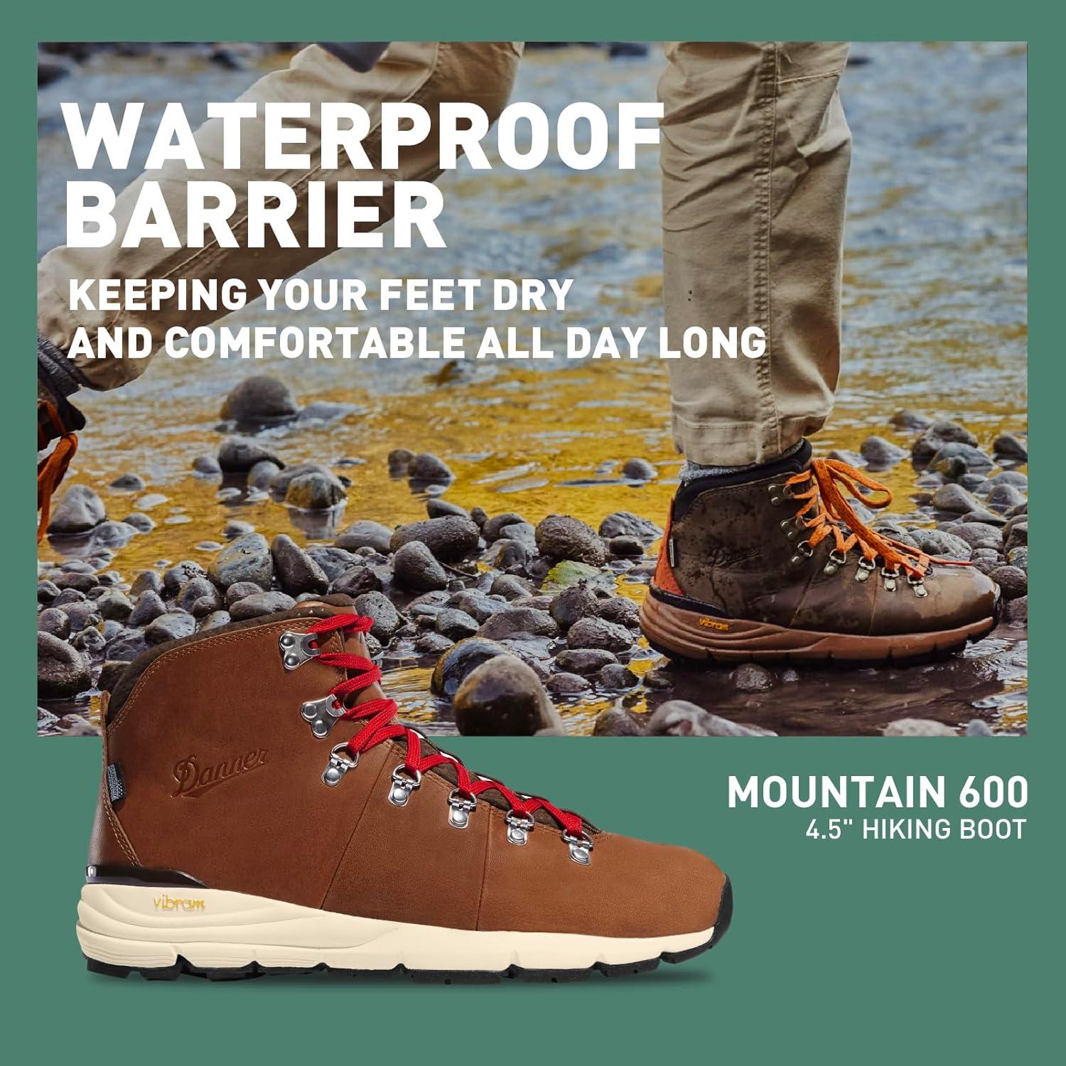 imageDanner Mountain 600 Hiking Boots for Women Waterproof Durable Suede Upper Breathable Lining TripleDensity Footbed ampamp Vibram Traction OutsoleSaddle Tan