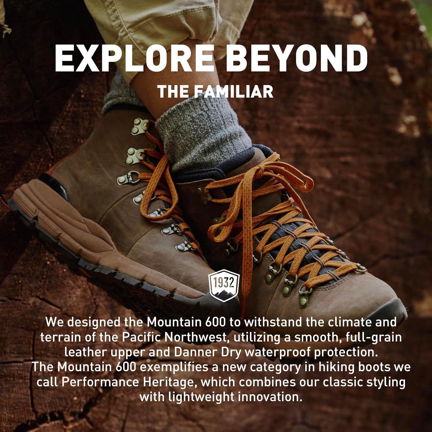 imageDanner Mountain 600 Hiking Boots for Women Waterproof Durable Suede Upper Breathable Lining TripleDensity Footbed ampamp Vibram Traction OutsoleSaddle Tan