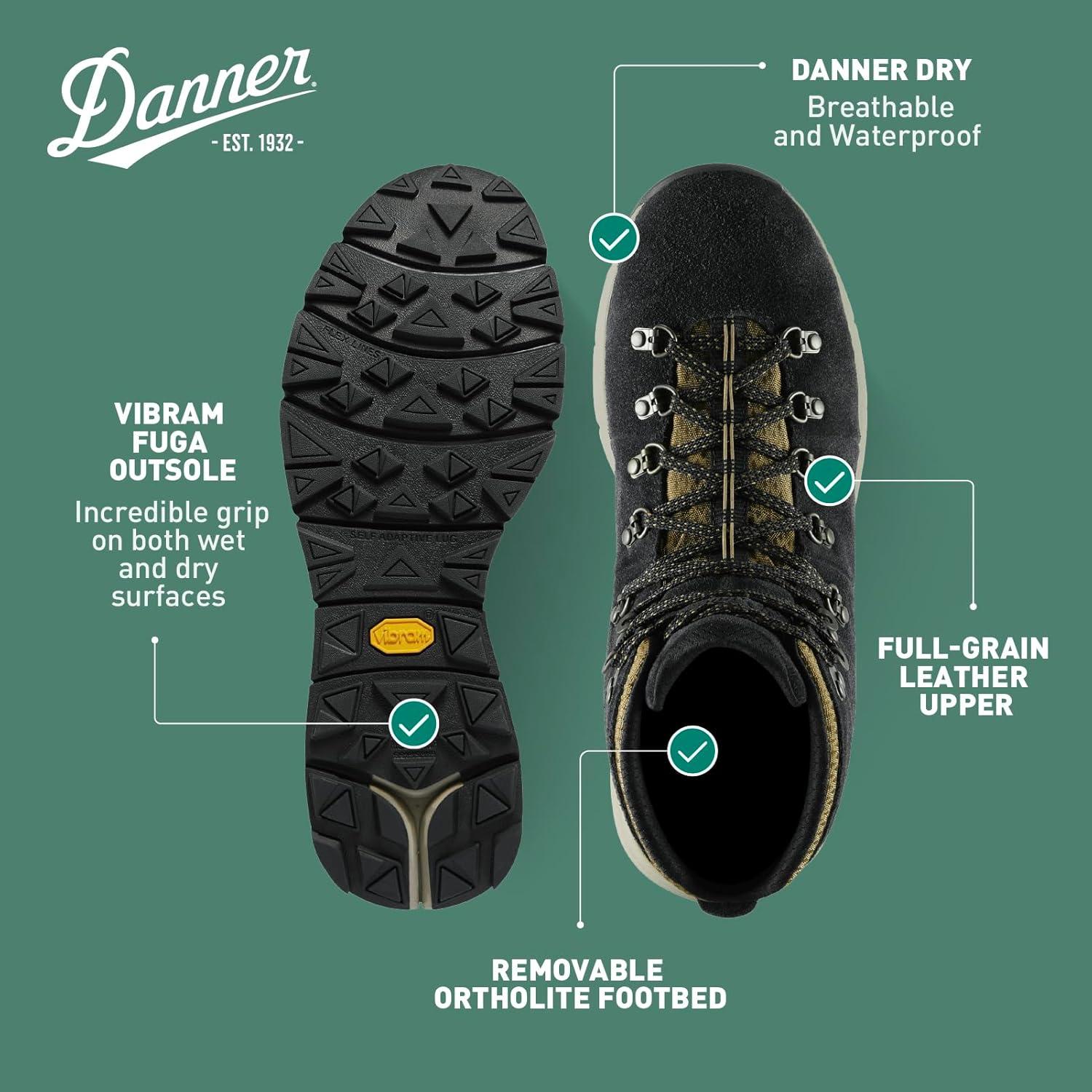 imageDanner Mountain 600 Waterproof Hiking Boots for Men Lightweight Durable Upper with Breathable Lining ShockAbsorbing Footbed ampamp Traction OutsoleBlackKhaki