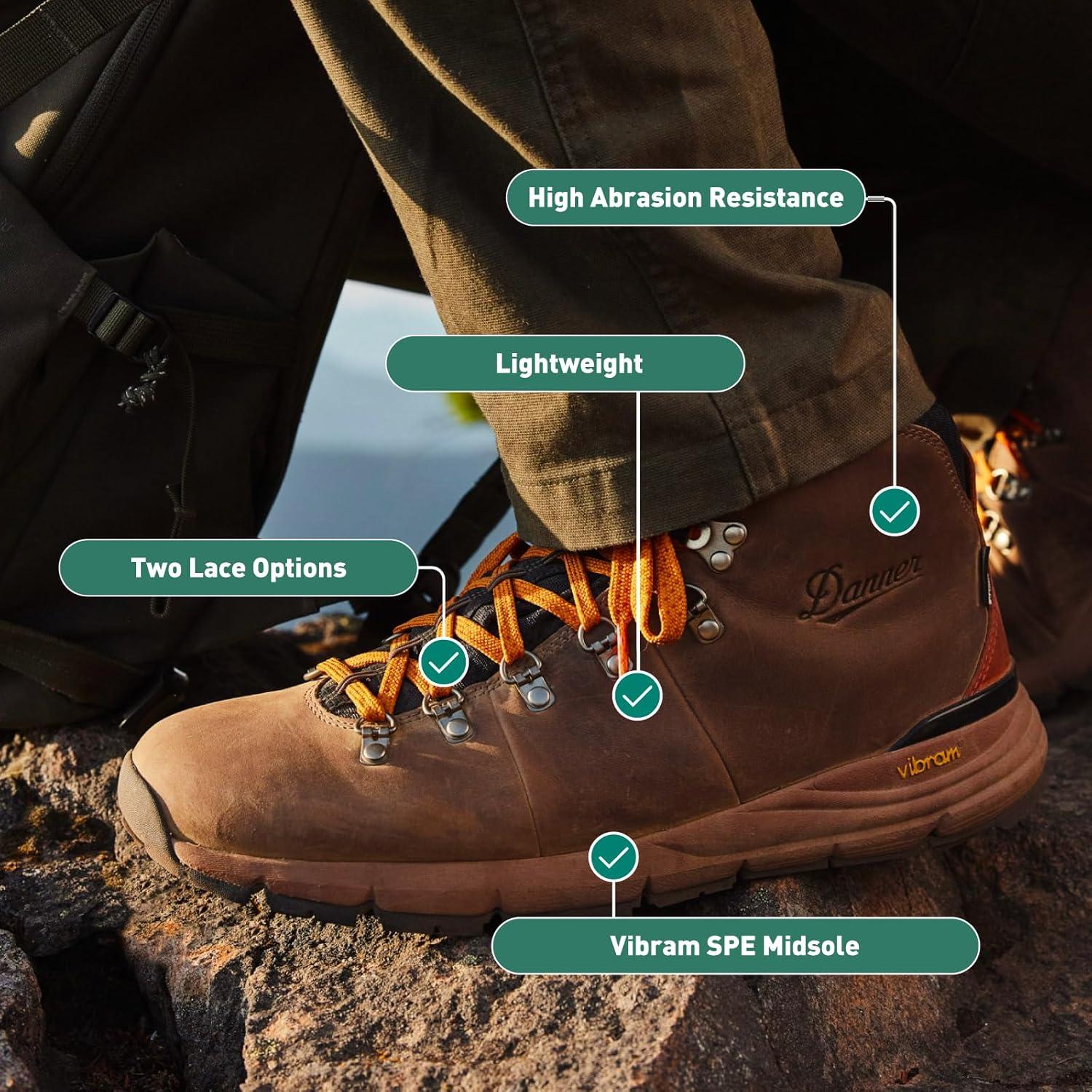 imageDanner Mountain 600 Waterproof Hiking Boots for Men Lightweight Durable Upper with Breathable Lining ShockAbsorbing Footbed ampamp Traction OutsoleBrownRed