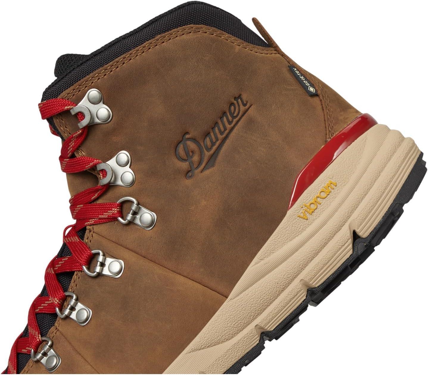 imageDanner Mountain 600 Waterproof Hiking Boots for Men Lightweight Durable Upper with Breathable Lining ShockAbsorbing Footbed ampamp Traction OutsoleGrizzly BrownRhodo Red New