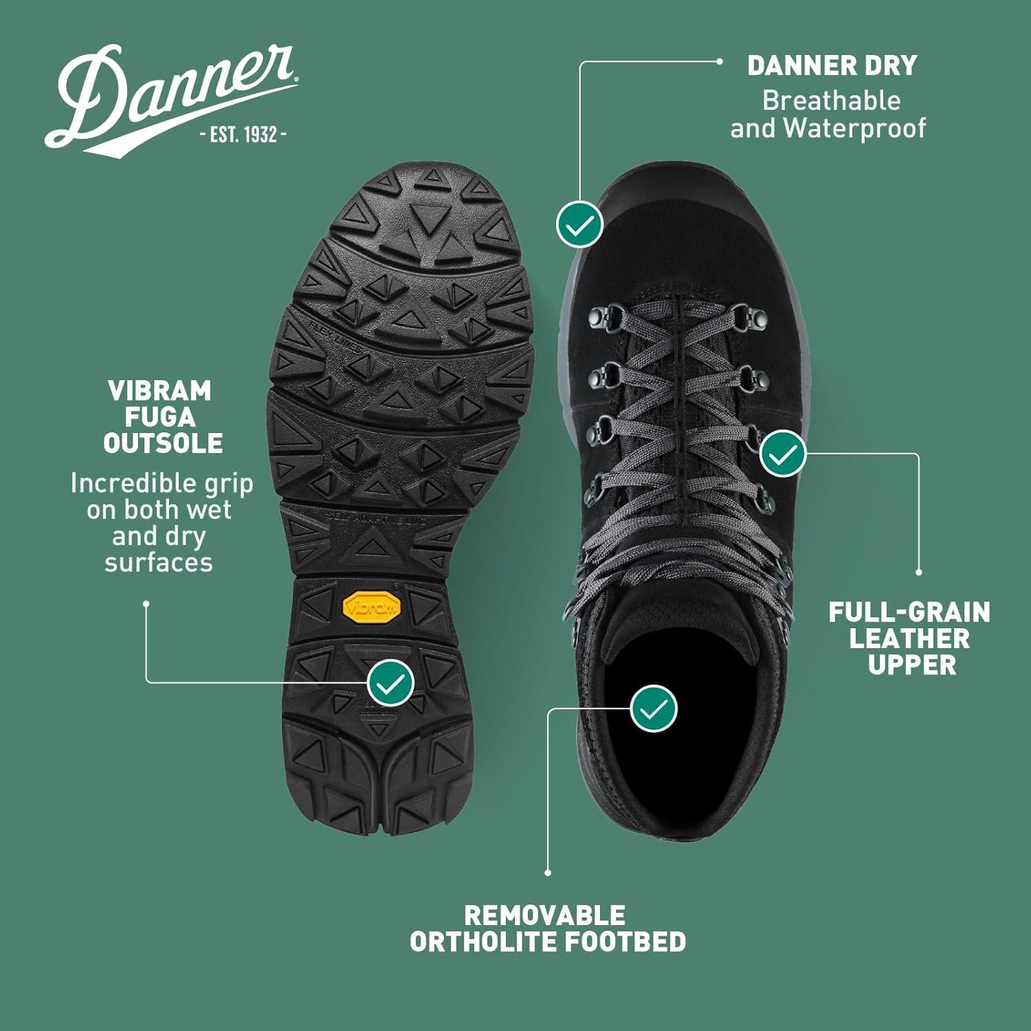 imageDanner Mountain 600 Waterproof Hiking Boots for Men Lightweight Durable Upper with Breathable Lining ShockAbsorbing Footbed ampamp Traction OutsoleJet BlackDark Shadow