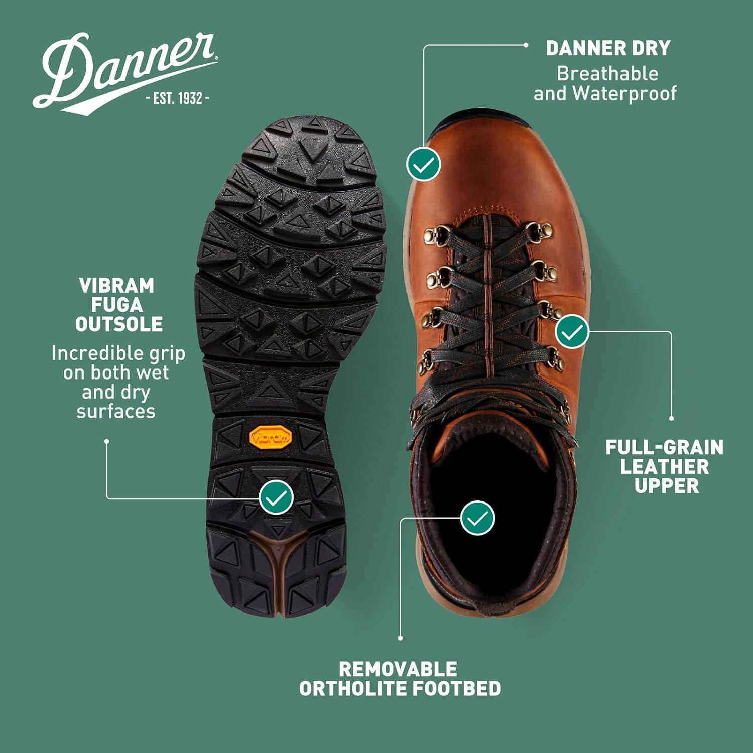 imageDanner Mountain 600 Waterproof Hiking Boots for Men Lightweight Durable Upper with Breathable Lining ShockAbsorbing Footbed ampamp Traction OutsoleRich Brown