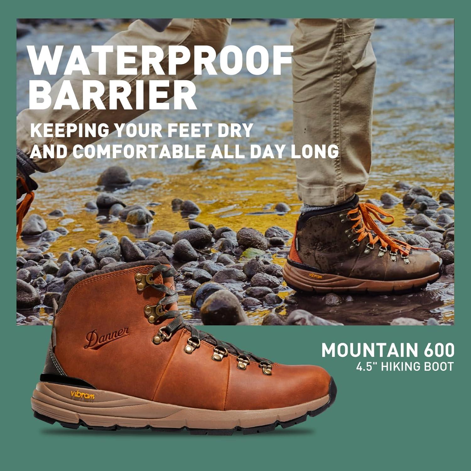 imageDanner Mountain 600 Waterproof Hiking Boots for Men Lightweight Durable Upper with Breathable Lining ShockAbsorbing Footbed ampamp Traction OutsoleRich Brown