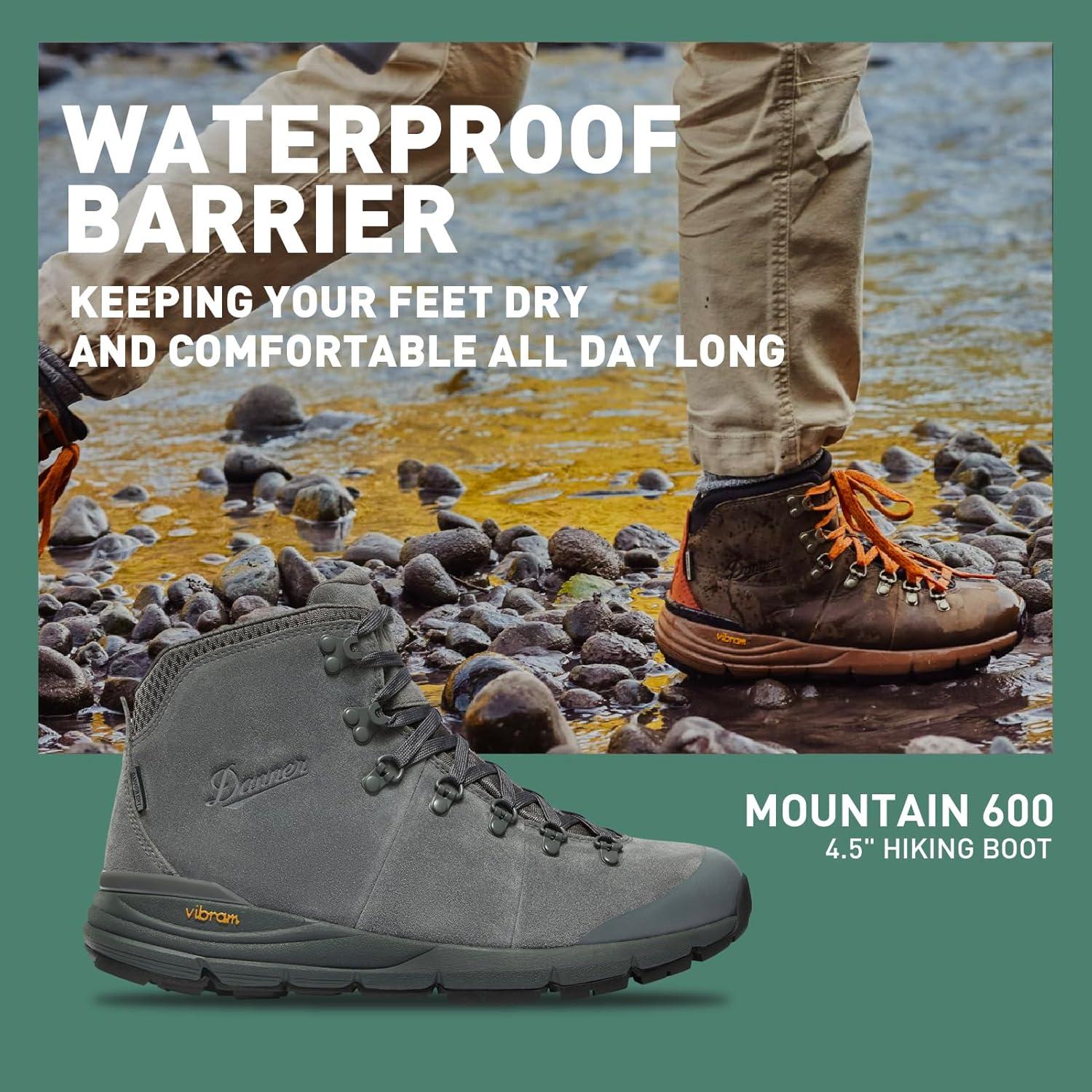 imageDanner Mountain 600 Waterproof Hiking Boots for Men Lightweight Durable Upper with Breathable Lining ShockAbsorbing Footbed ampamp Traction OutsoleSmoked Pearl