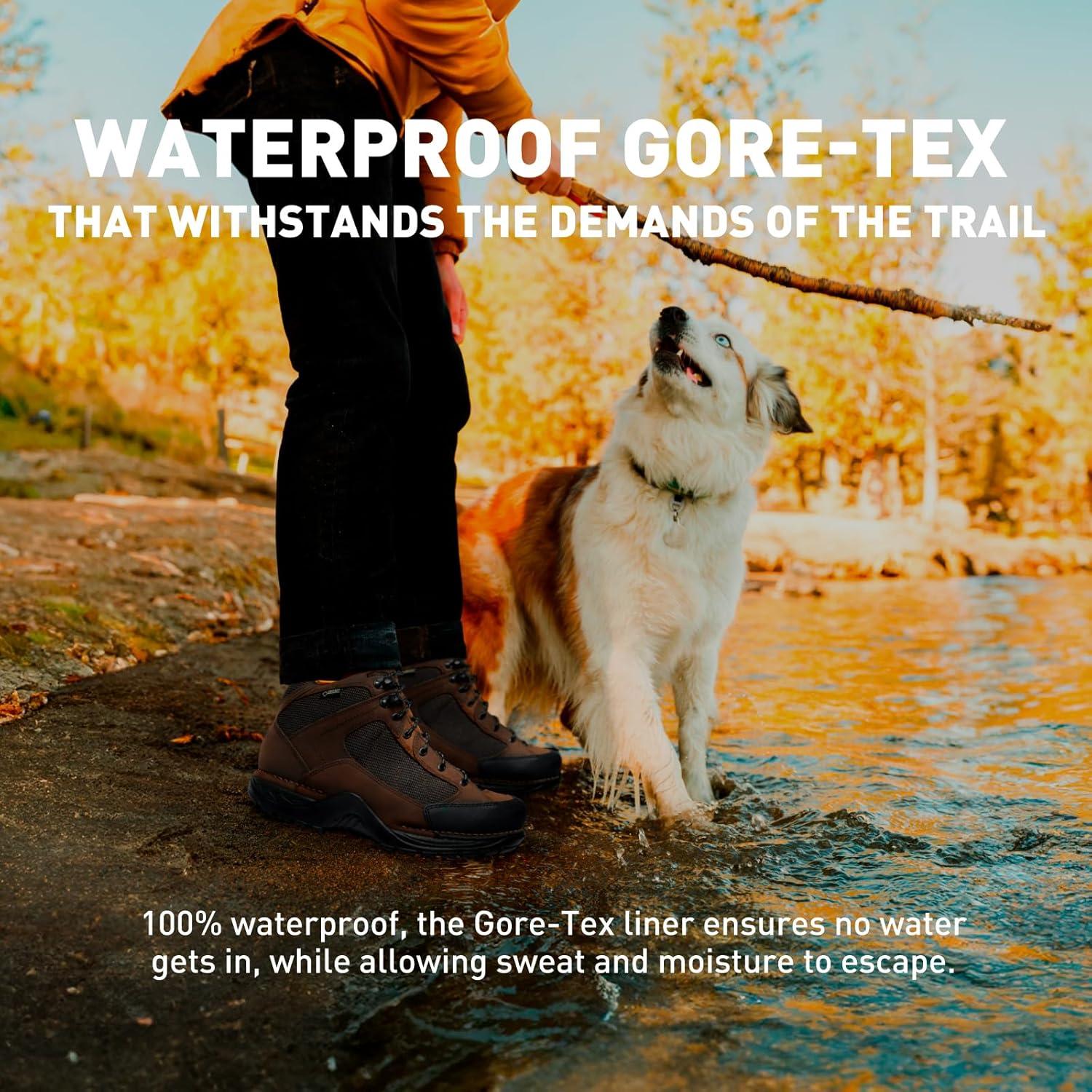 imageDanner Radical 452 55 Waterproof Hiking Boots for Men with Sanded Nubuck Leather ScuffProof Toe Cap Breathable GoreTex ampamp Traction OutsoleDark Brown