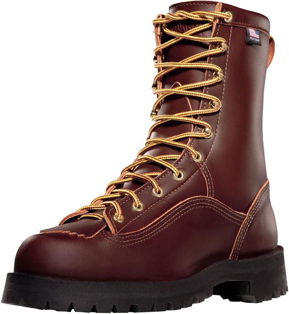 imageDanner Rain Forest 8 Waterproof Work Boots for Men FullGrain Leather with Breathable GoreTex Comfort Footbed ampamp Traction Heel Outsole EH RatedBrown