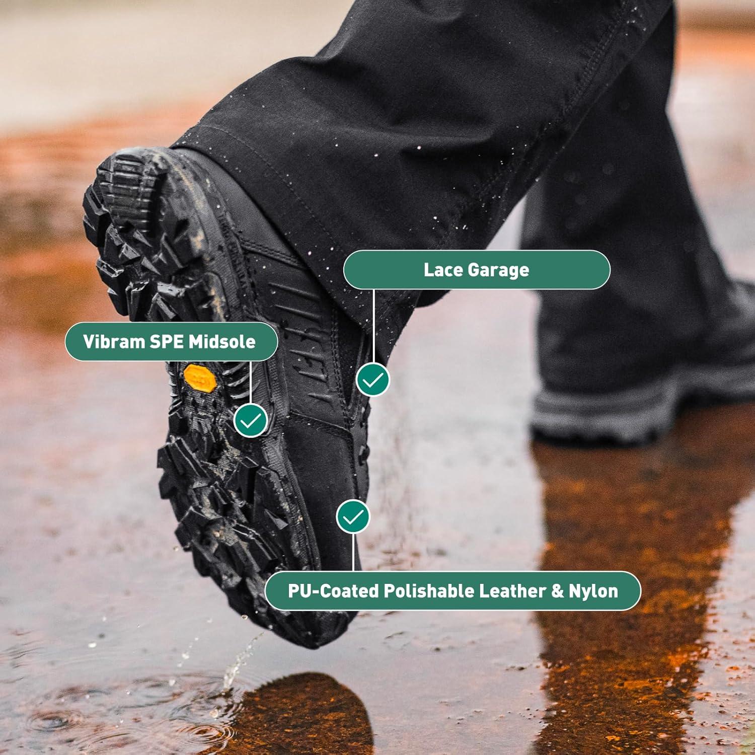 imageDanner Striker Bolt SideZip Waterproof Black Tactical Boots for Men Lightweight PUCoated Polishable Leather ampamp Nylon with SlipResistant OutsoleBlack