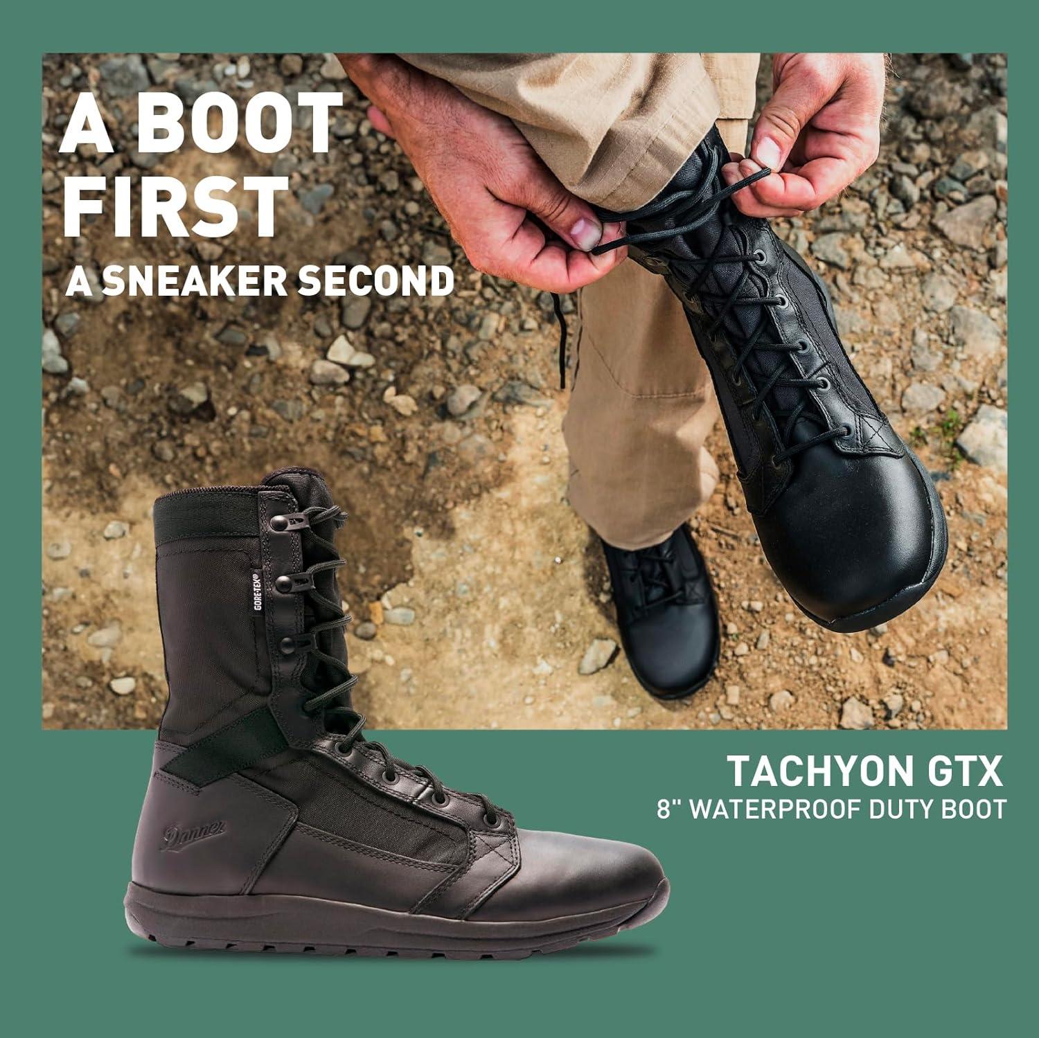 imageDanner Tachyon GoreTex 8quot Tactical Boots for Men Waterproof FullGrain Leather ampamp 500D Nylon with Speed Lace Comfort Footbed and Non Slip Traction OutsoleBlack Full Grain