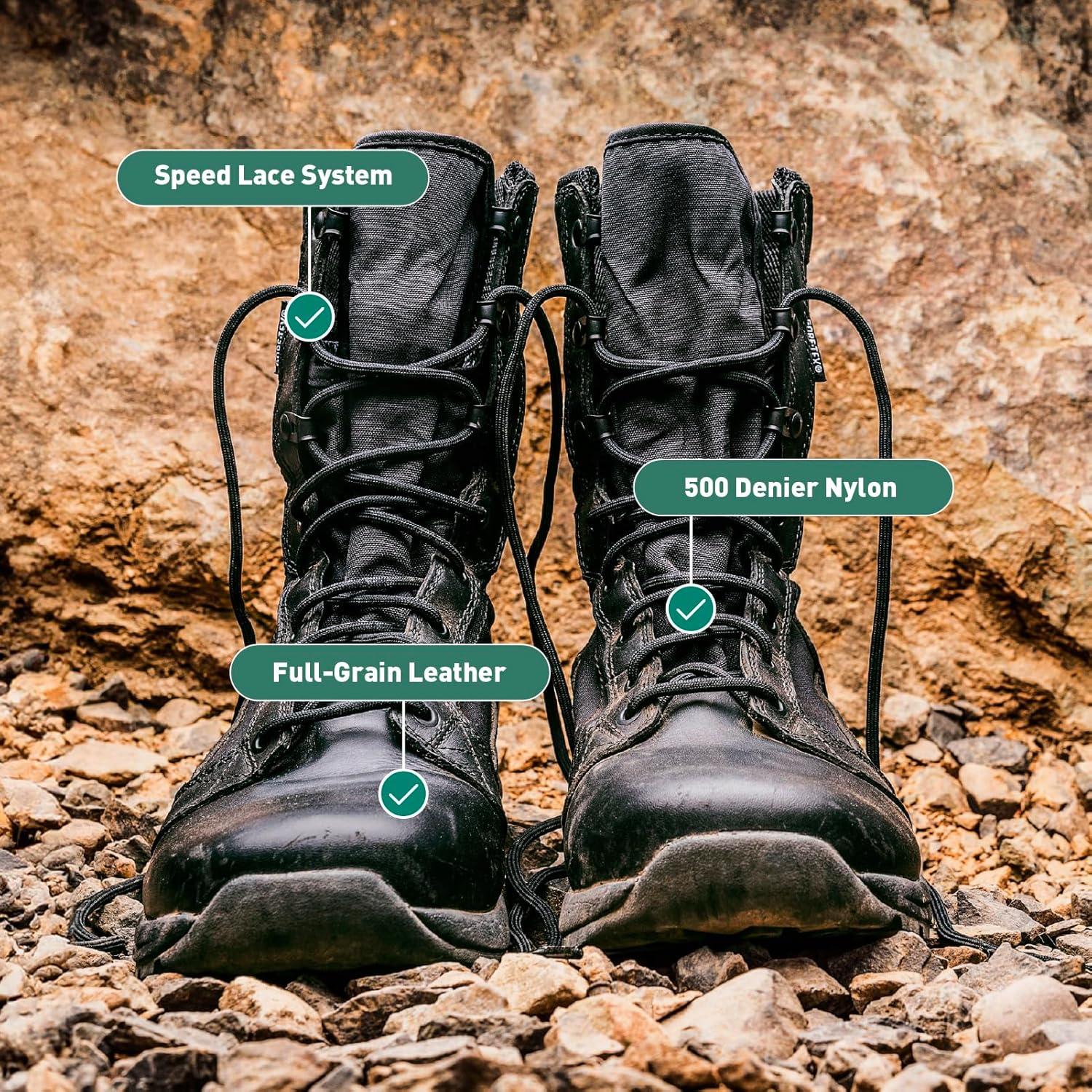 imageDanner Tachyon GoreTex 8quot Tactical Boots for Men Waterproof FullGrain Leather ampamp 500D Nylon with Speed Lace Comfort Footbed and Non Slip Traction OutsoleBlack Full Grain