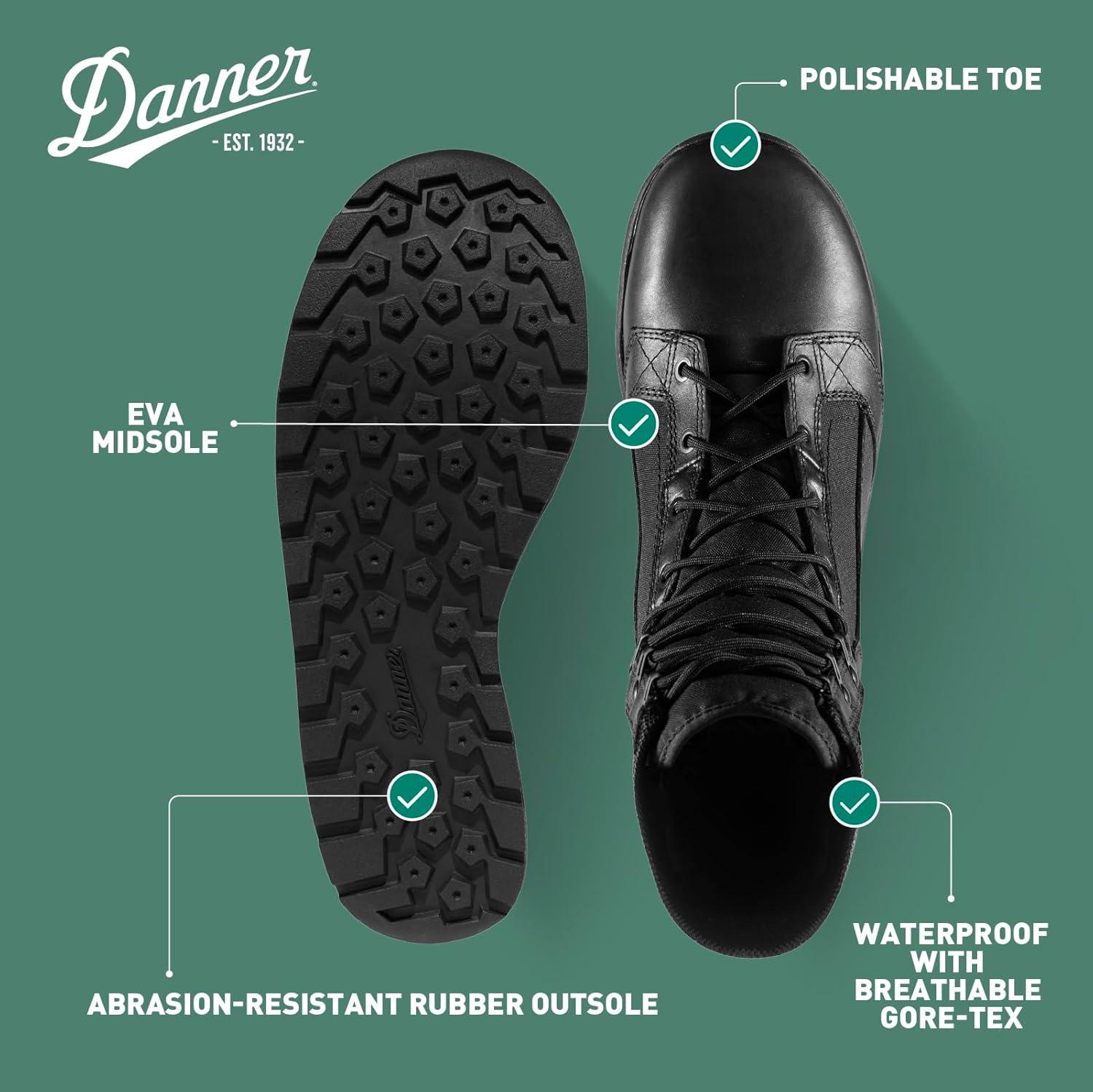 imageDanner Tachyon GoreTex 8quot Tactical Boots for Men Waterproof FullGrain Leather ampamp 500D Nylon with Speed Lace Comfort Footbed and Non Slip Traction OutsoleBlack Full Grain