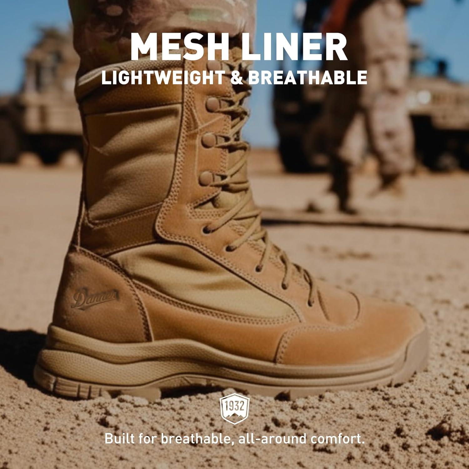 imageDanner Tanicus Military Boots for Men Made with RoughOut Leather and 1000D Nylon with SlipResistant Outsole and Comfort Footbed AR 6701 CertifiedCoyote