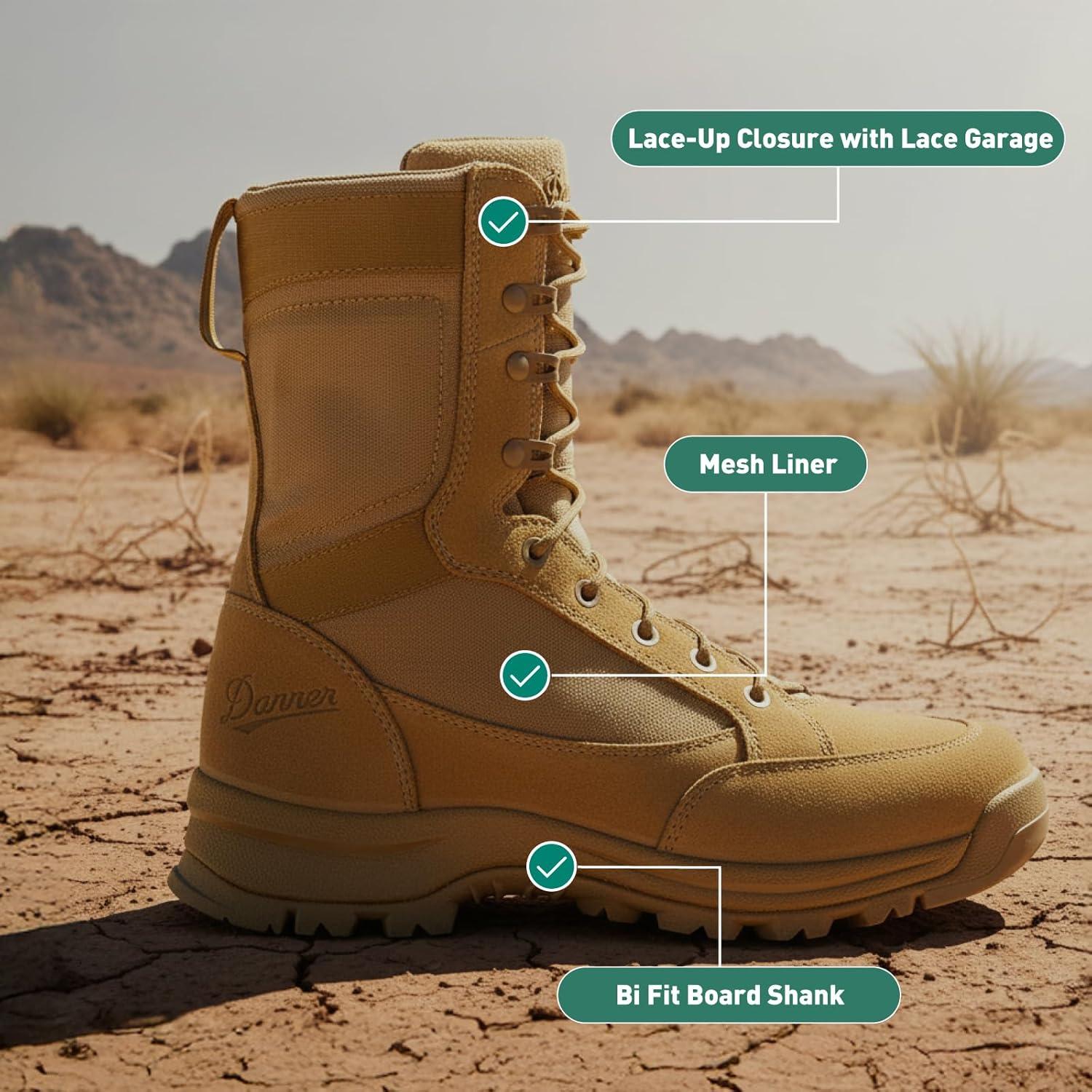 imageDanner Tanicus Military Boots for Men Made with RoughOut Leather and 1000D Nylon with SlipResistant Outsole and Comfort Footbed AR 6701 CertifiedCoyote