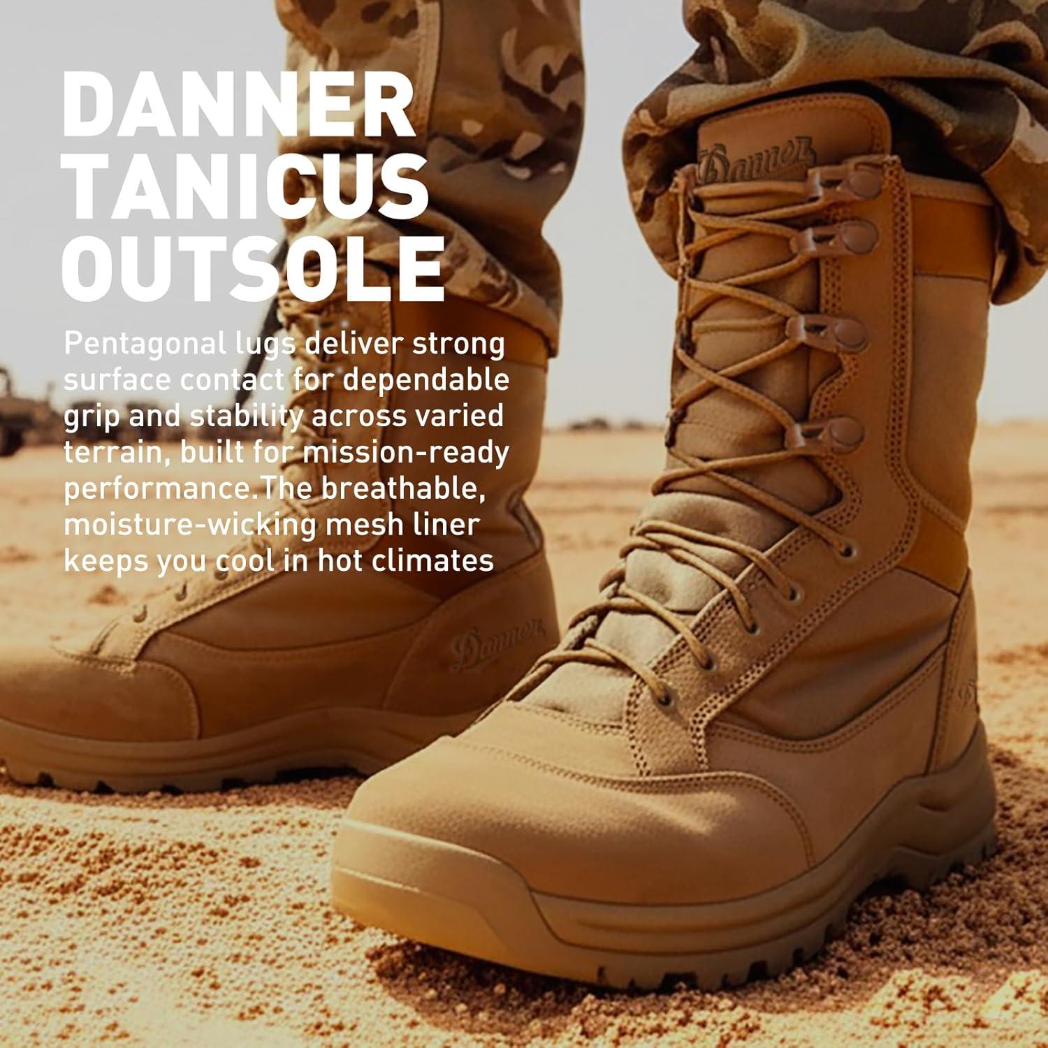 imageDanner Tanicus Military Boots for Men Made with RoughOut Leather and 1000D Nylon with SlipResistant Outsole and Comfort Footbed AR 6701 CertifiedCoyote