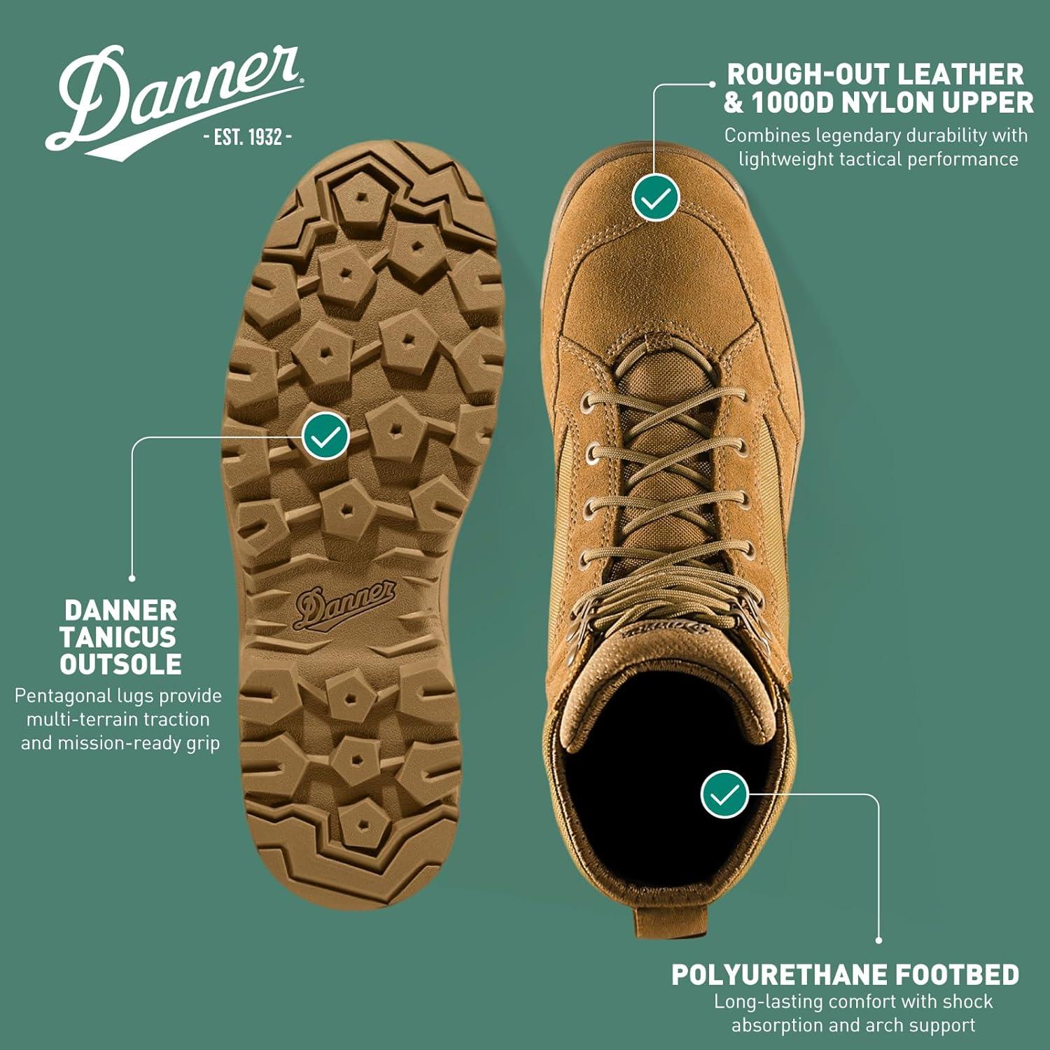 imageDanner Tanicus Military Boots for Men Made with RoughOut Leather and 1000D Nylon with SlipResistant Outsole and Comfort Footbed AR 6701 CertifiedCoyote