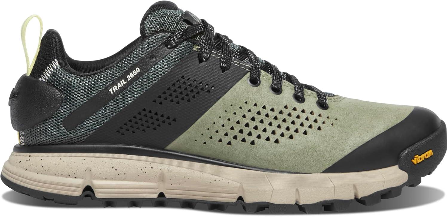 imageDanner Trail 2650 3 Hiking Shoes for Women Durable Suede ampamp Textile Upper with Breathable Mesh Lining Ortholite Footbed ampamp Vibram Traction OutsoleOil GreenJet Black
