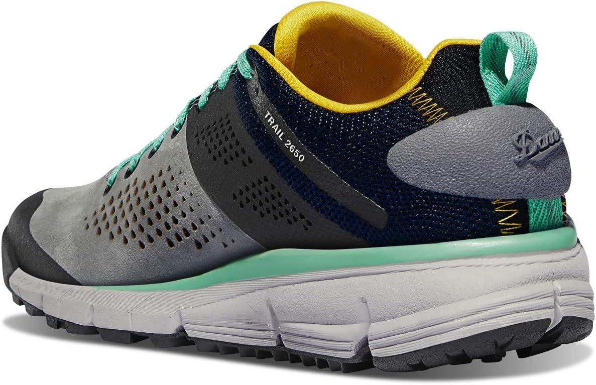 imageDanner Trail 2650 3 Hiking Shoes for Women Durable Suede ampamp Textile Upper with Breathable Mesh Lining Ortholite Footbed ampamp Vibram Traction OutsoleGrayBlueSpectra Yellow