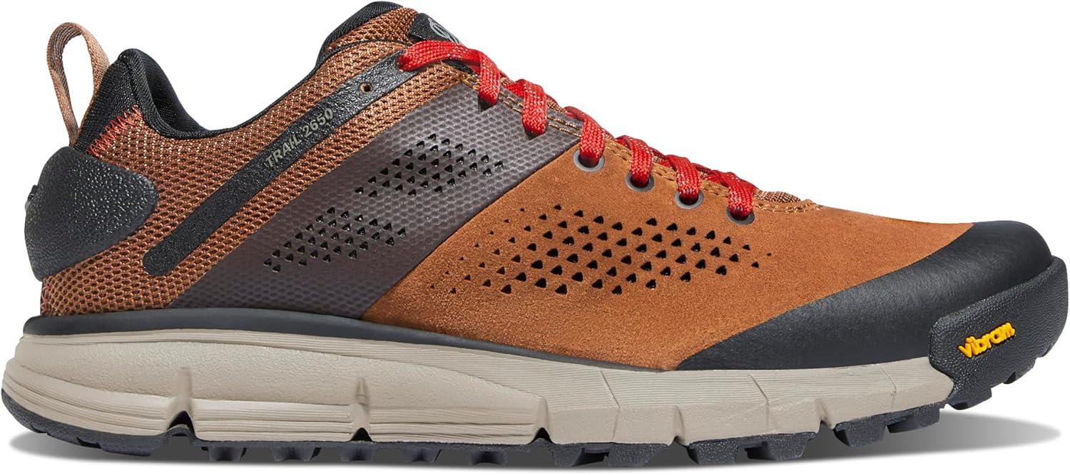 imageDanner Trail 2650 3 Hiking Shoes for Women Durable Suede ampamp Textile Upper with Breathable Mesh Lining Ortholite Footbed ampamp Vibram Traction OutsoleBrownRed