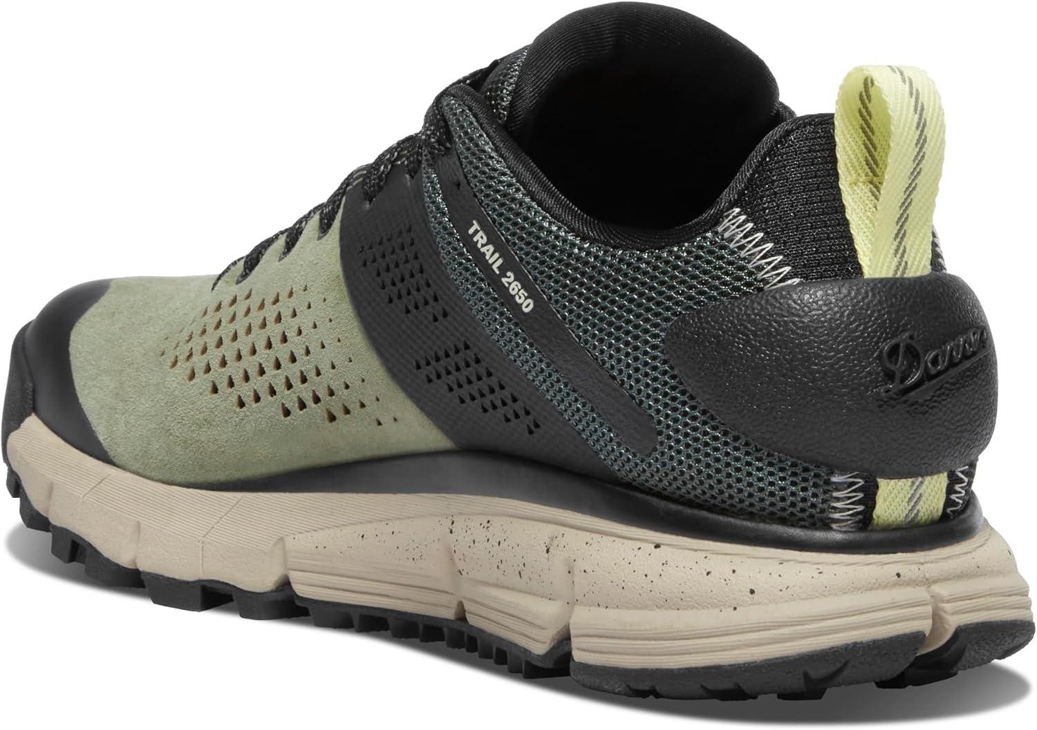 imageDanner Trail 2650 3 Hiking Shoes for Women Durable Suede ampamp Textile Upper with Breathable Mesh Lining Ortholite Footbed ampamp Vibram Traction OutsoleOil GreenJet Black