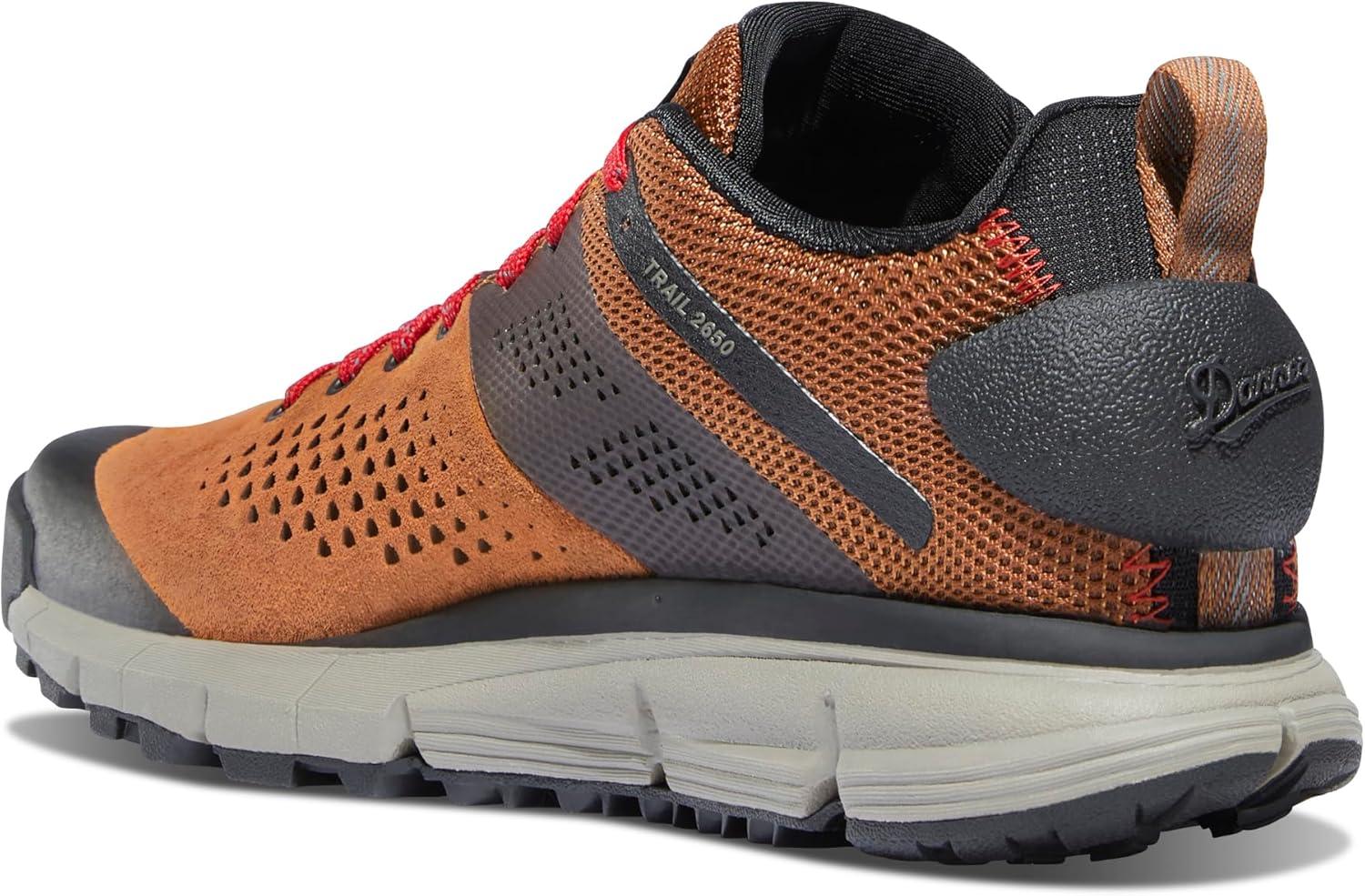 imageDanner Trail 2650 3 Hiking Shoes for Women Durable Suede ampamp Textile Upper with Breathable Mesh Lining Ortholite Footbed ampamp Vibram Traction OutsoleBrownRed