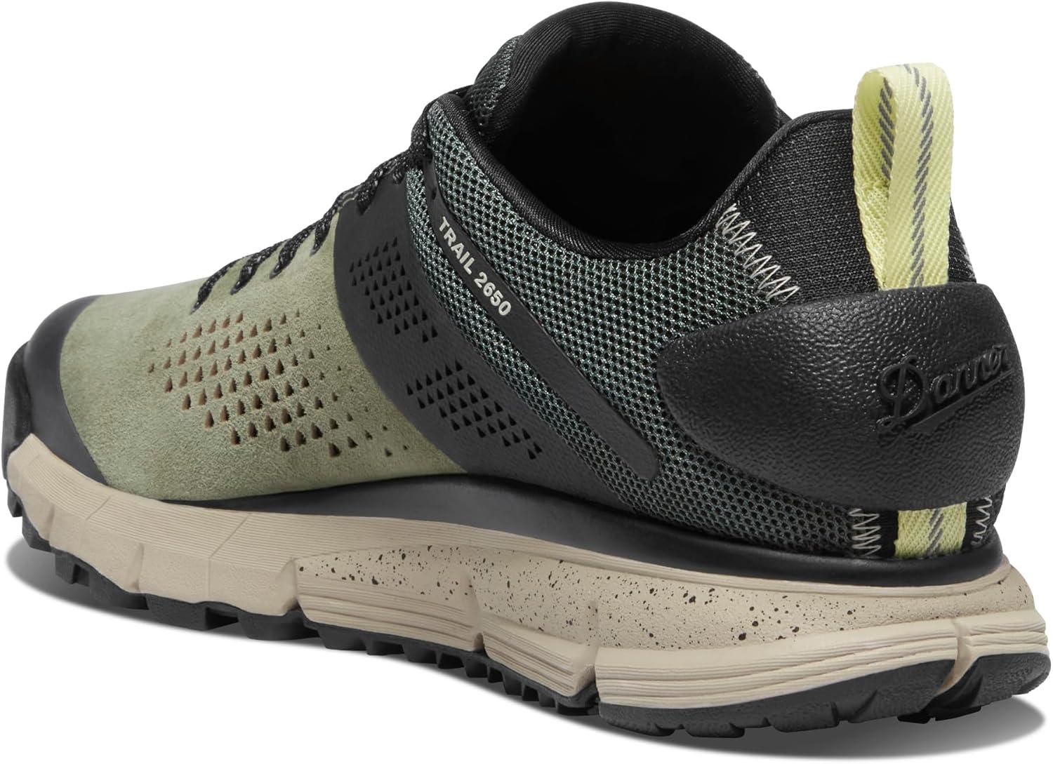 imageDanner Trail 2650 Hiking Shoes for Men Durable Suede Lightweight Textile with Breathable Mesh Lining Ortholite Footbed ampamp Vibram Traction OutsoleOil GreenJet Black