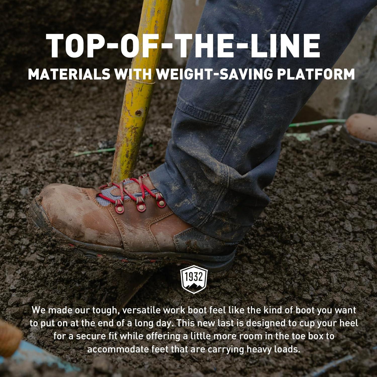 imageDanner Vicious 45 Composite Toe Work Boots for Men FullGrain Leather with Breathable GoreTex Lining Speed Lace System ampamp Non Slip Heel OutsoleBrownRed