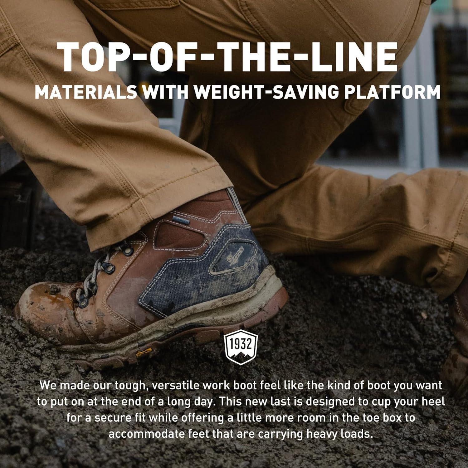 imageDanner Vicious 45 Waterproof Work Boots for Men FullGrain Leather with Breathable GoreTex Lining Speed Lace System and Non Slip Heeled OutsoleBrownOrange