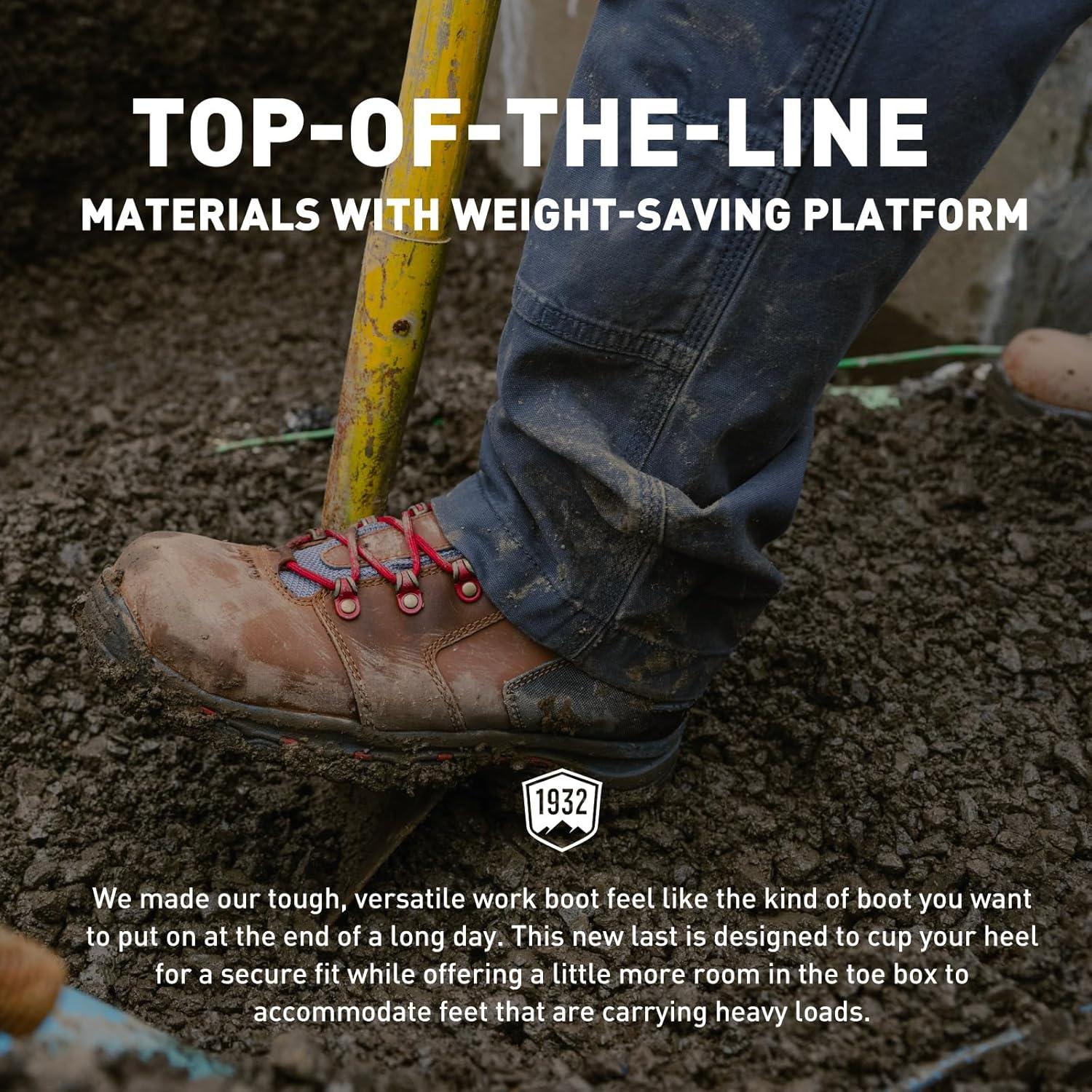 imageDanner Vicious 45 Waterproof Work Boots for Men FullGrain Leather with Breathable GoreTex Lining Speed Lace System and Non Slip Heeled OutsoleBrownRed