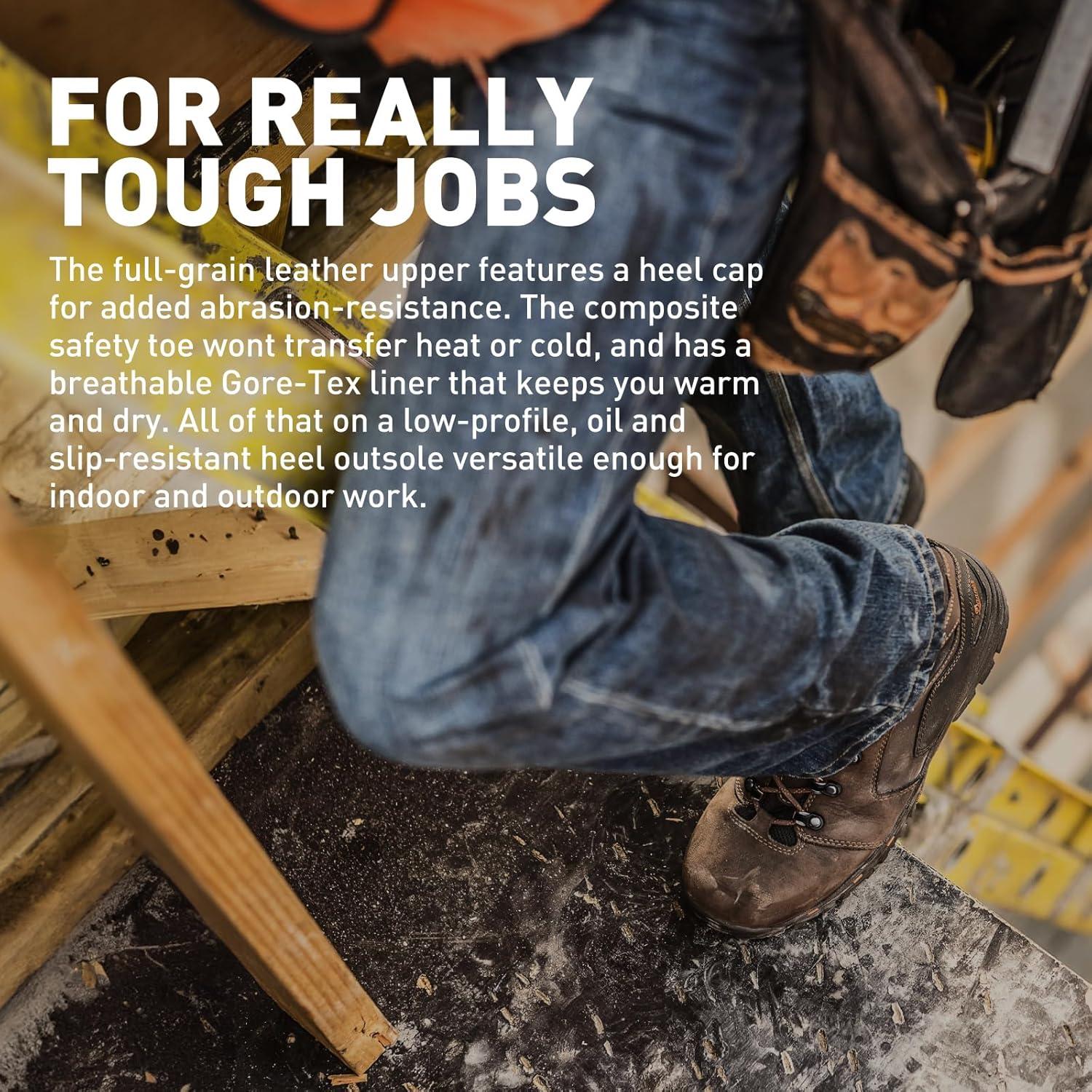 imageDanner Vicious 8 Composite Toe Work Boots for Men FullGrain Leather with Breathable GoreTex Lining Speed Lace System ampamp Non Slip Heeled OutsoleBrown