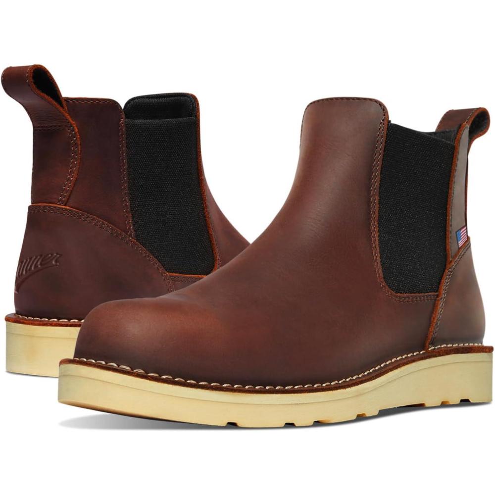 imageDanner 6 Bull Run Chelsea Work Boots for Men Oiled FullGrain Leather Upper with Mesh Lining 3Density Cushion Footbed and Non Slip Wedge OutsoleBrown