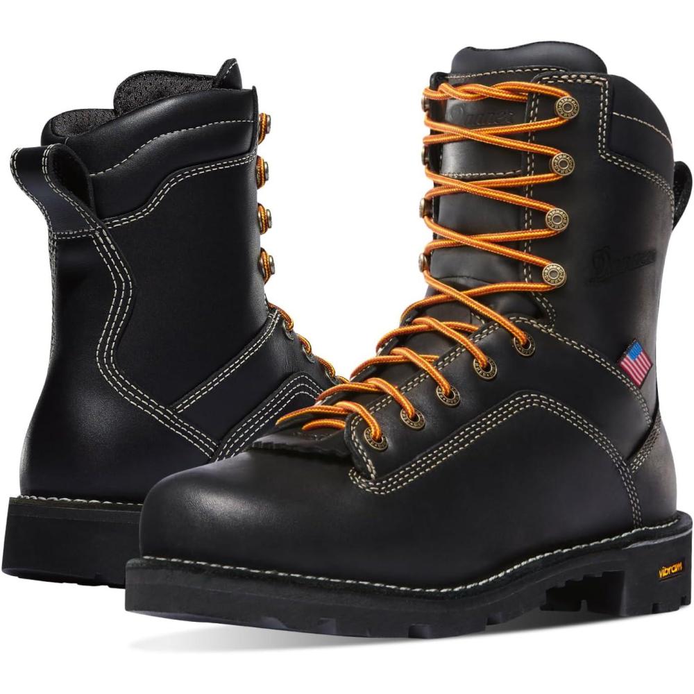 imageDanner 8 Quarry USA Waterproof Work Boots for Men FullGrain Leather with GoreTex 3Density Cushion Footbed ampamp Traction Heel Outsole EH ResistantBlack