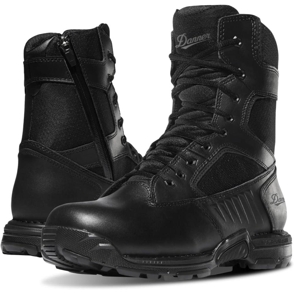 imageDanner Striker Bolt SideZip Waterproof Black Tactical Boots for Men Lightweight PUCoated Polishable Leather ampamp Nylon with SlipResistant OutsoleBlack