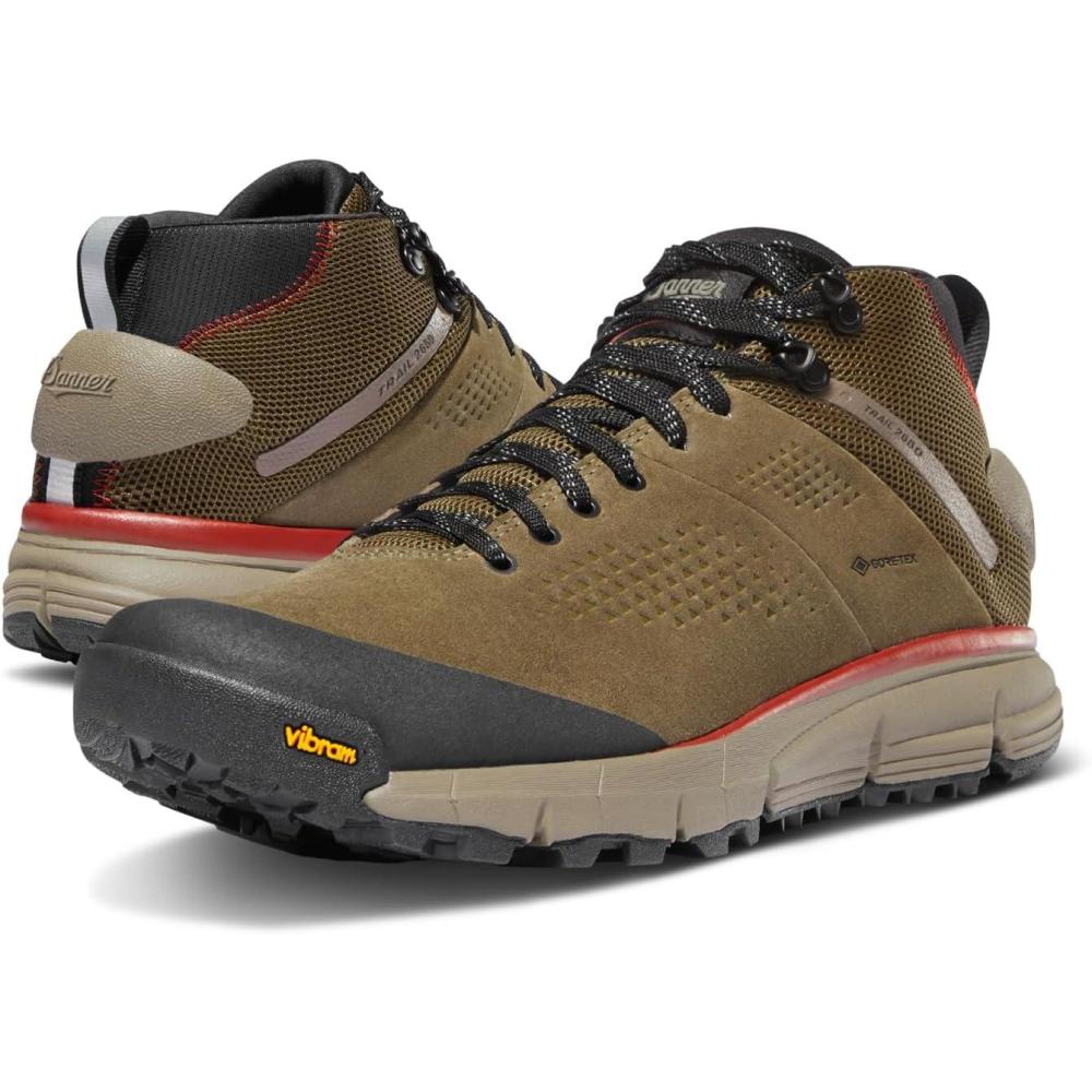 imageDanner Trail 2650 GoreTex Mid 4quot Waterproof Hiking Shoes for Men Suede and Textile Upper with Comfort Footbed EXO Heel System ampamp Traction OutsoleDusty Olive New