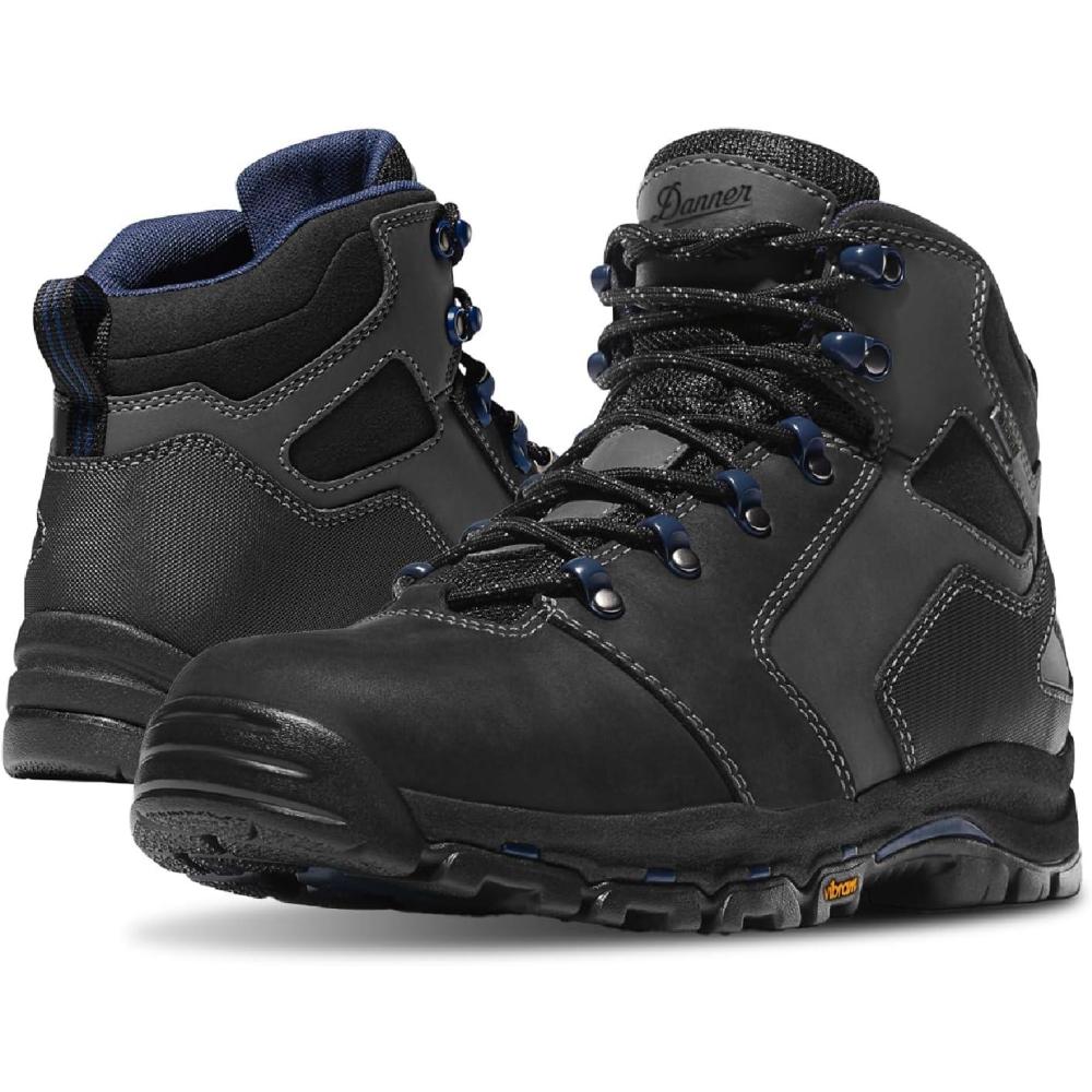 imageDanner Vicious 45 Composite Toe Work Boots for Men FullGrain Leather with Breathable GoreTex Lining Speed Lace System ampamp Non Slip Heel OutsoleBlackBlue