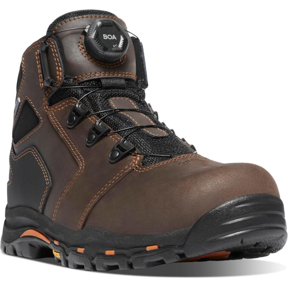 imageDanner Vicious 45 Composite Toe Work Boots for Men FullGrain Leather with Breathable GoreTex Lining Speed Lace System ampamp Non Slip Heel OutsoleBrownOrange Boa