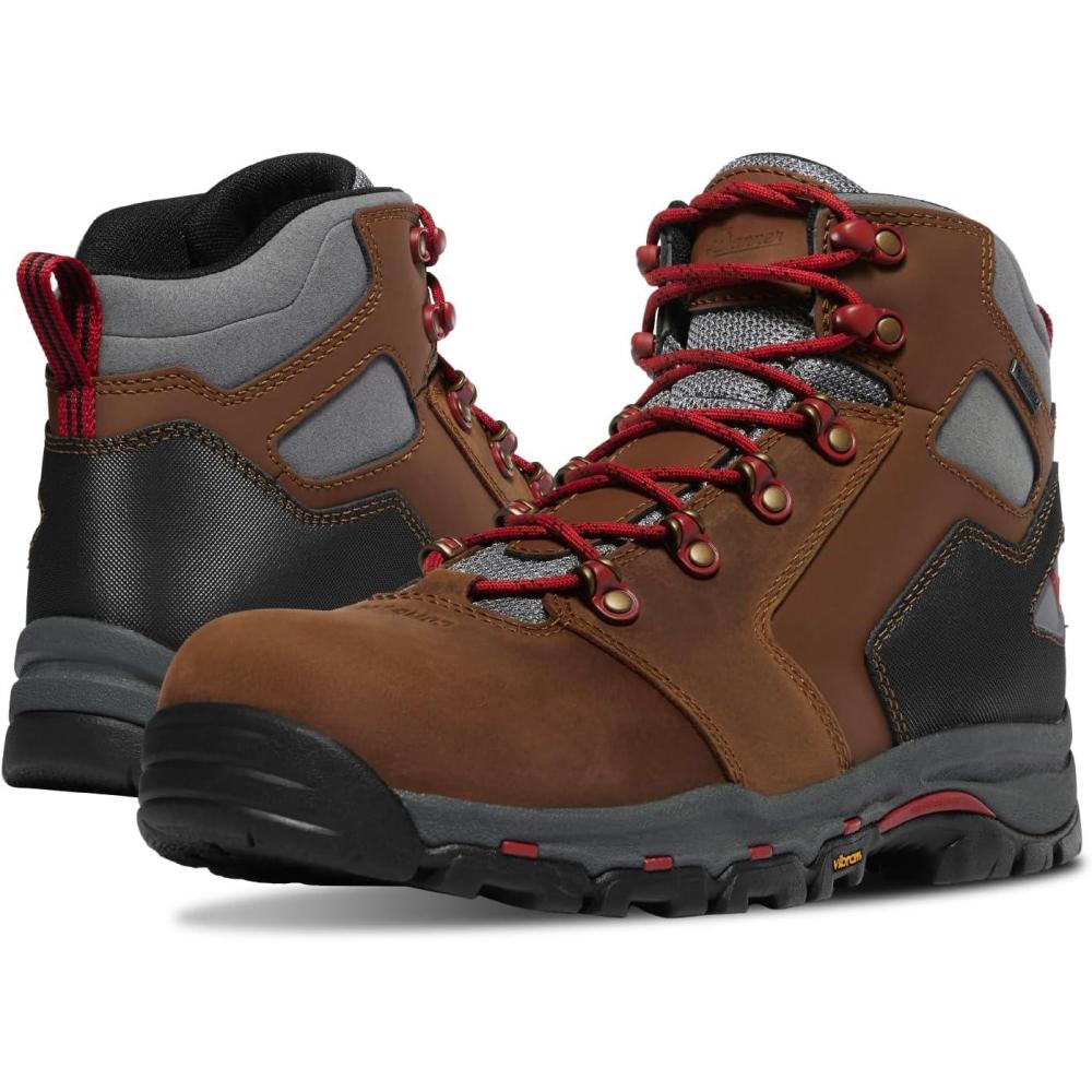imageDanner Vicious 45 Composite Toe Work Boots for Men FullGrain Leather with Breathable GoreTex Lining Speed Lace System ampamp Non Slip Heel OutsoleBrownRed
