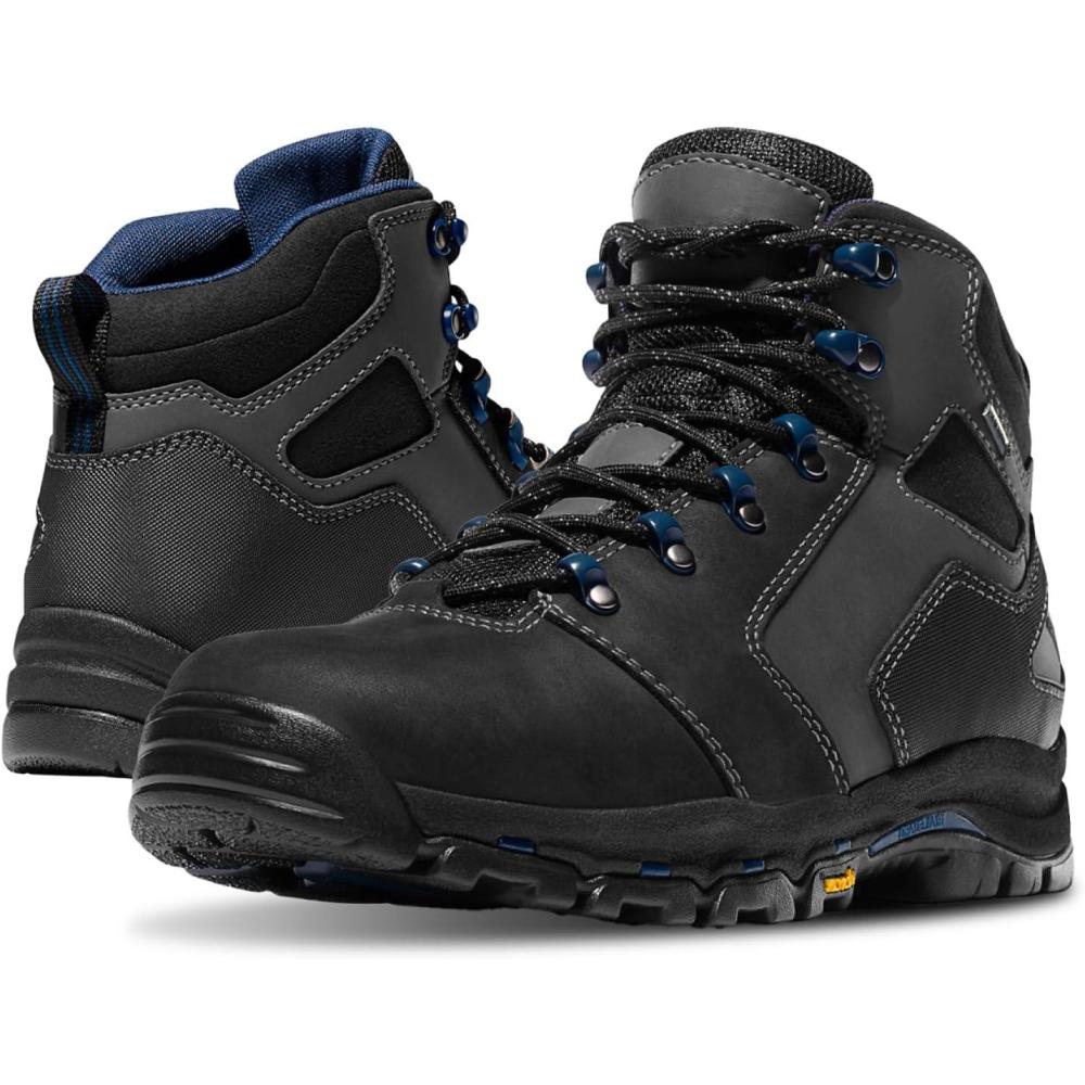 imageDanner Vicious 45 Waterproof Work Boots for Men FullGrain Leather with Breathable GoreTex Lining Speed Lace System and Non Slip Heeled OutsoleBlackBlue