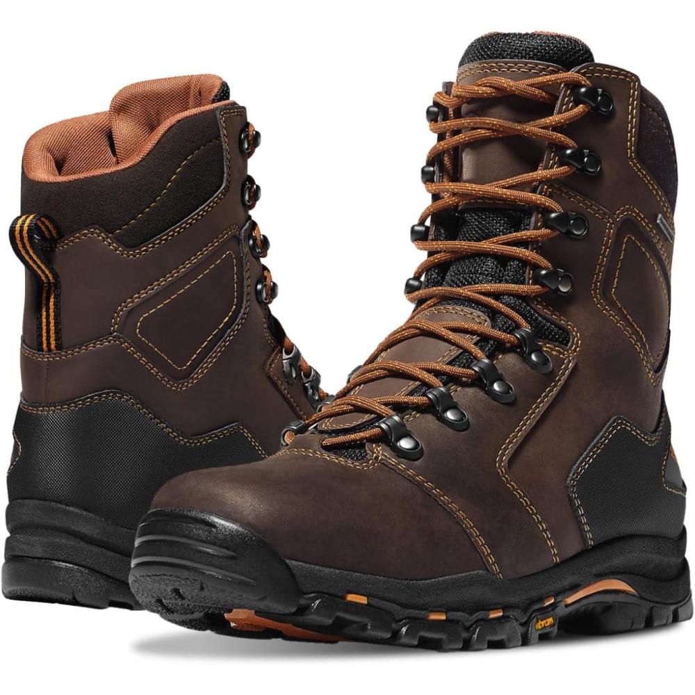 imageDanner Vicious 8 Composite Toe Work Boots for Men FullGrain Leather with Breathable GoreTex Lining Speed Lace System ampamp Non Slip Heeled OutsoleBrown