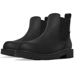 Danner 6” Bull Run Chelsea Work Boots for Men – Oiled Full-Grain Leather Upper with Mesh Lining, 3-Density Cushion Footbed, and Non Slip Wedge Outsole(Black)