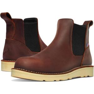 Danner 6” Bull Run Chelsea Work Boots for Men – Oiled Full-Grain Leather Upper with Mesh Lining, 3-Density Cushion Footbed, and Non Slip Wedge Outsole(Brown)