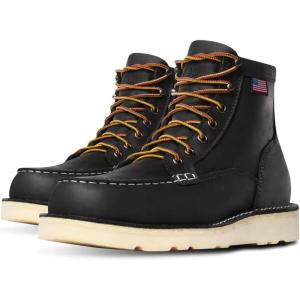Danner 6” Bull Run Moc Toe Work Boots for Men – Oiled Full-Grain Leather Upper with Non Slip Wedge Outsole and 3-Density Cushion Footbed, EH Resistant(Black)